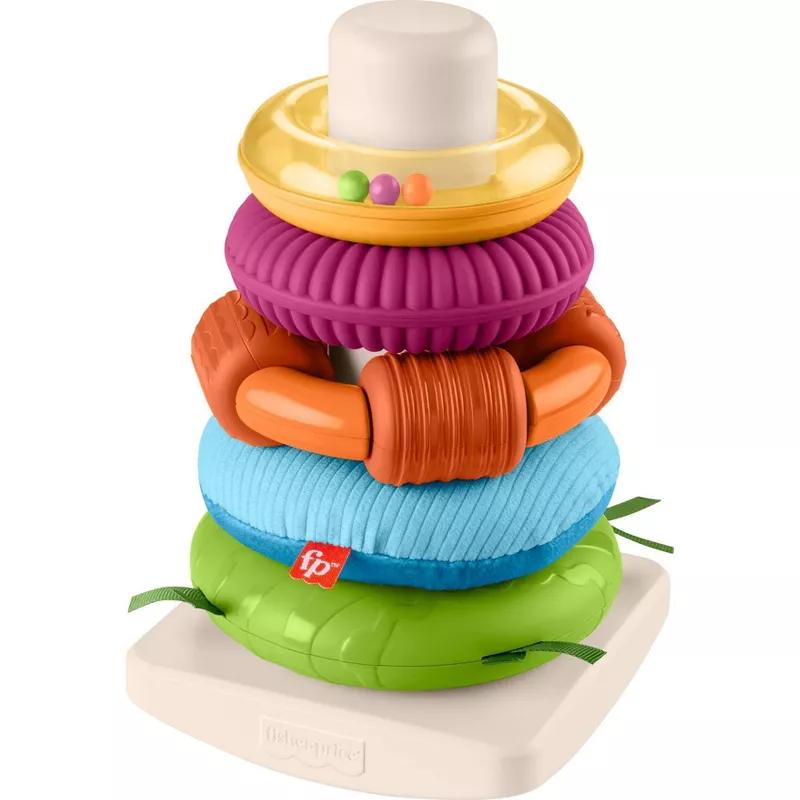 Fisher-Price Sensory Rock-a-Stack ring stacker with textured fabric rings
