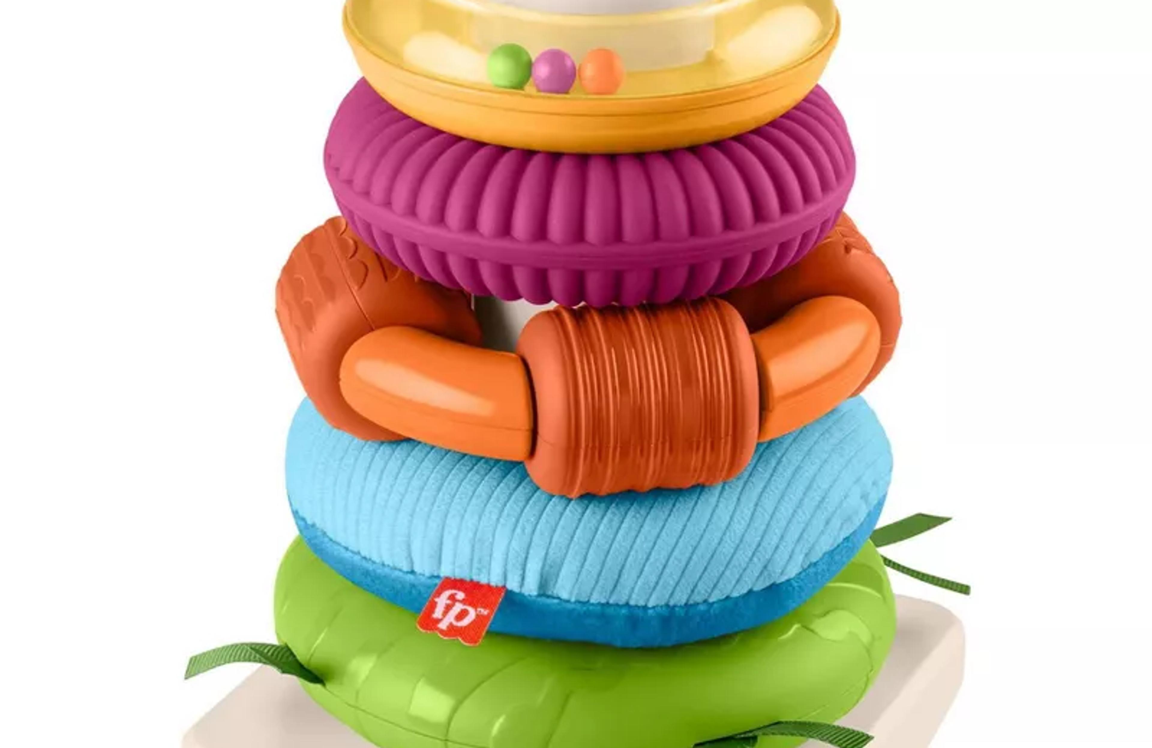 Fisher-Price Sensory Rock-a-Stack ring stacker with textured fabric rings