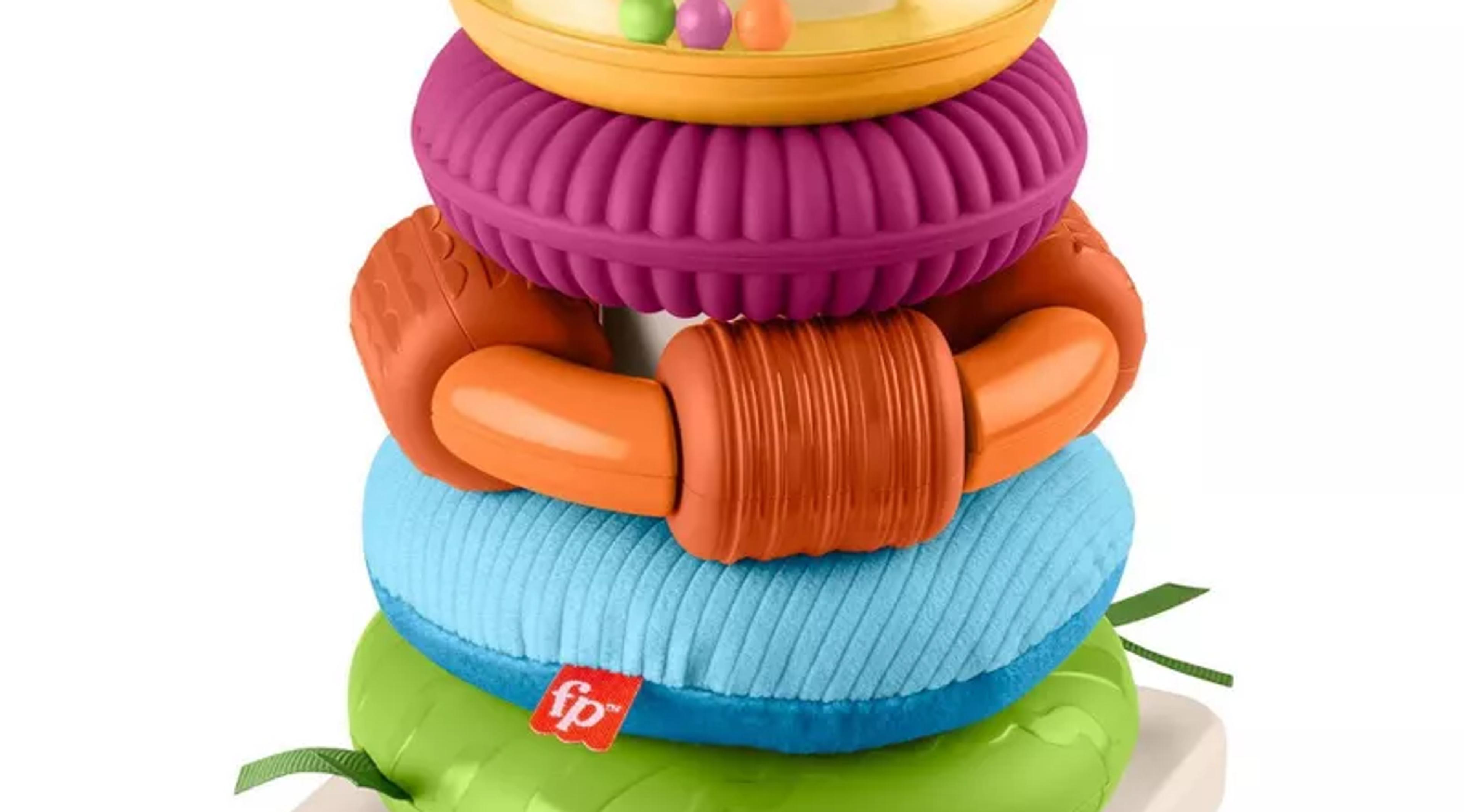 Fisher-Price Sensory Rock-a-Stack ring stacker with textured fabric rings
