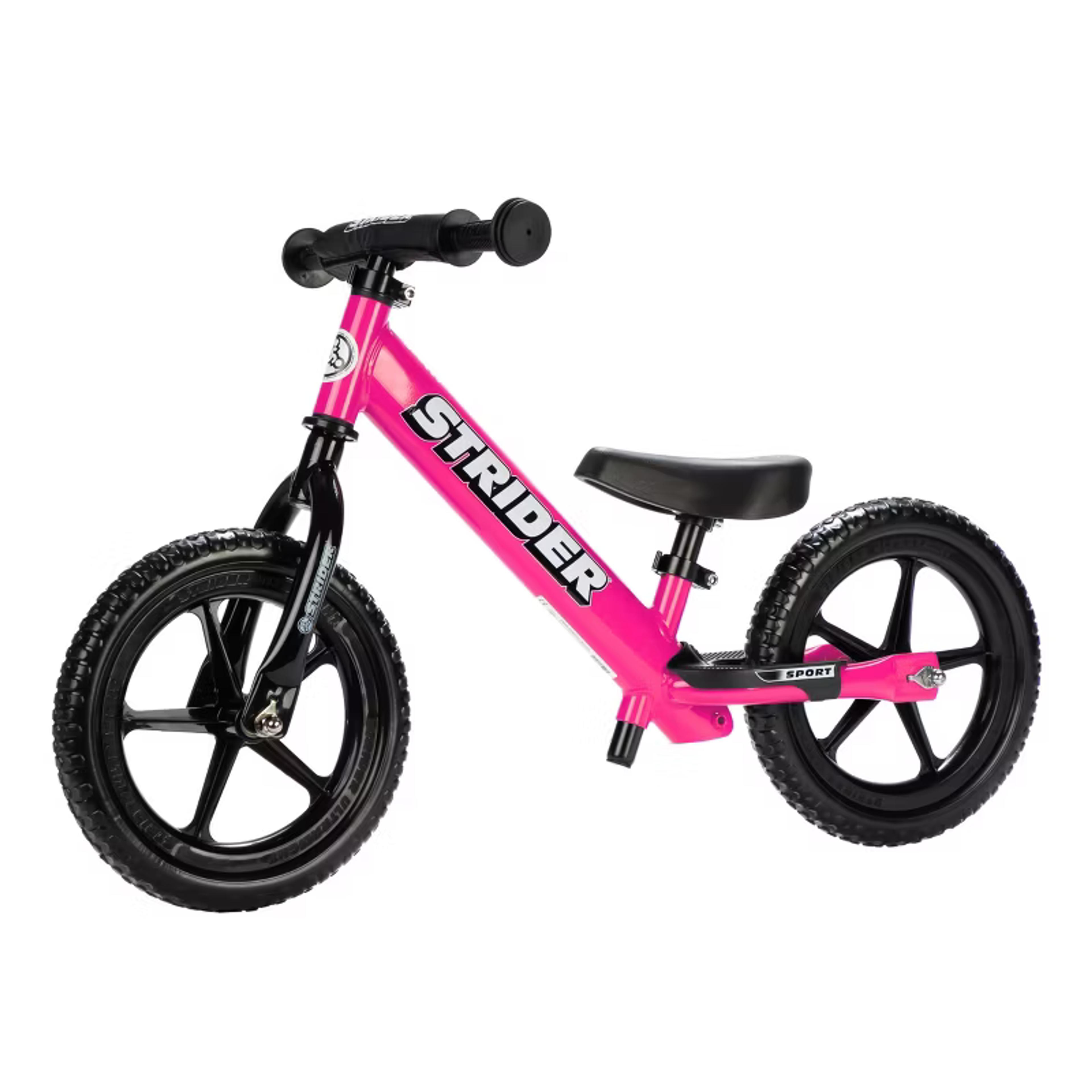 Strider 12 Sport balance bike in pink with adjustable seat and handlebar
