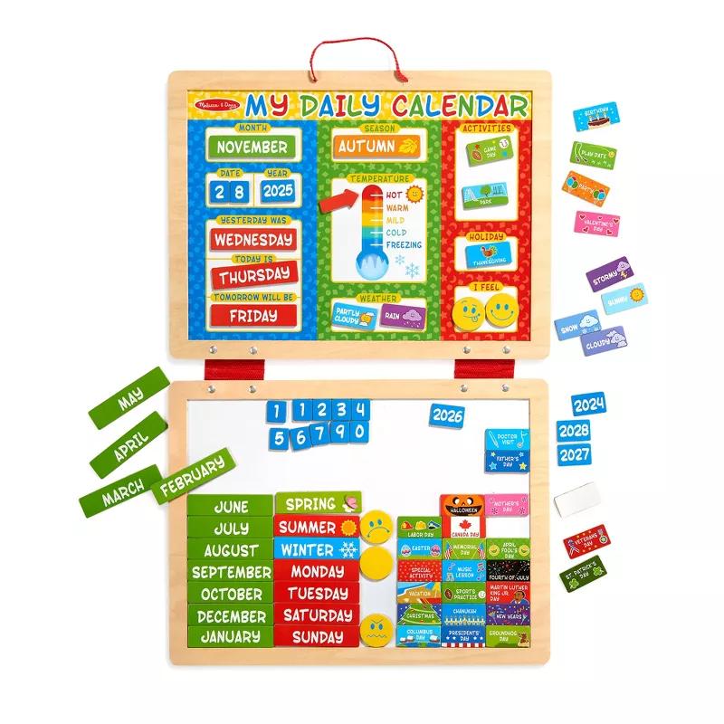 Melissa & Doug My First Daily Magnetic Calendar with wooden weather and date magnets
