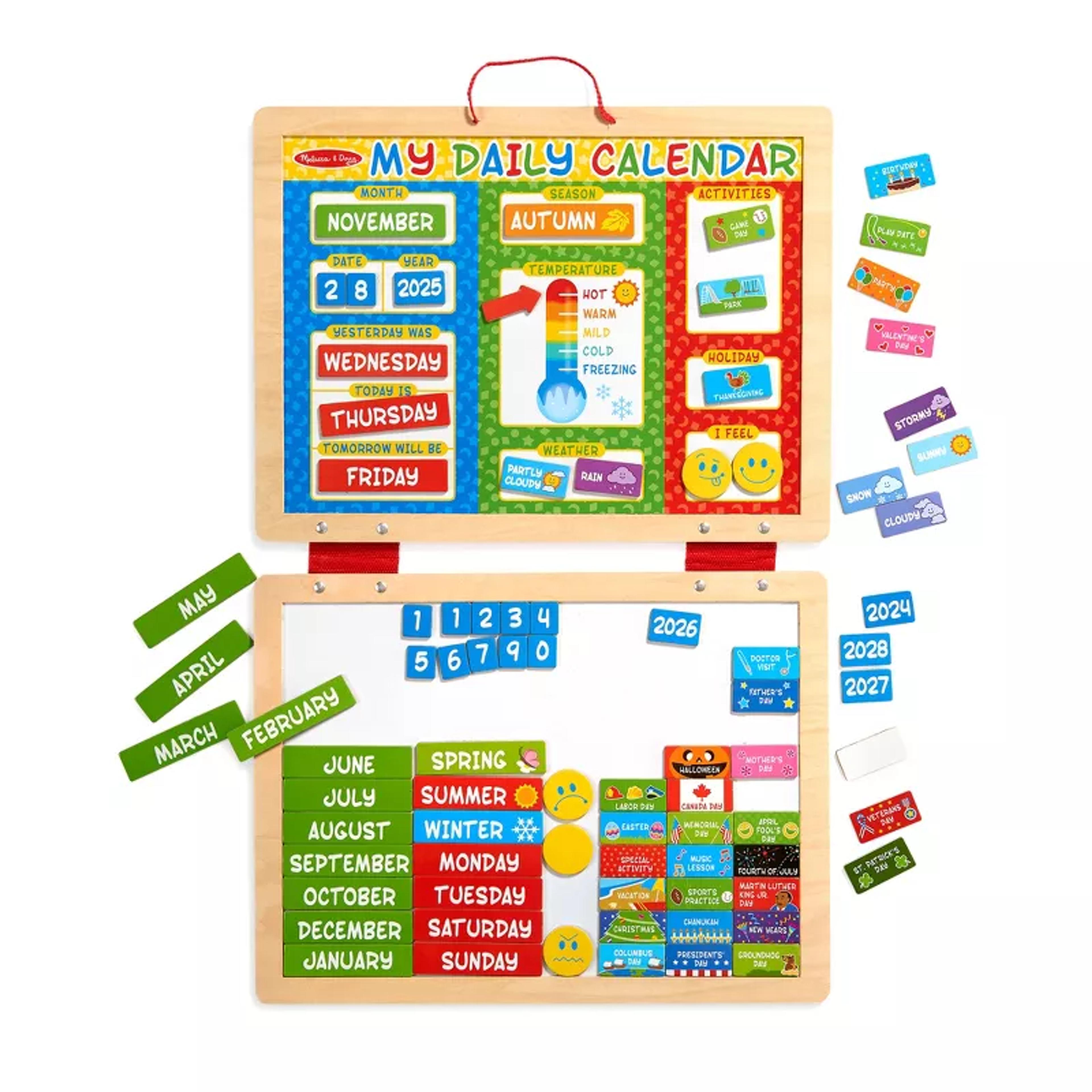 Melissa & Doug My First Daily Magnetic Calendar with wooden weather and date magnets