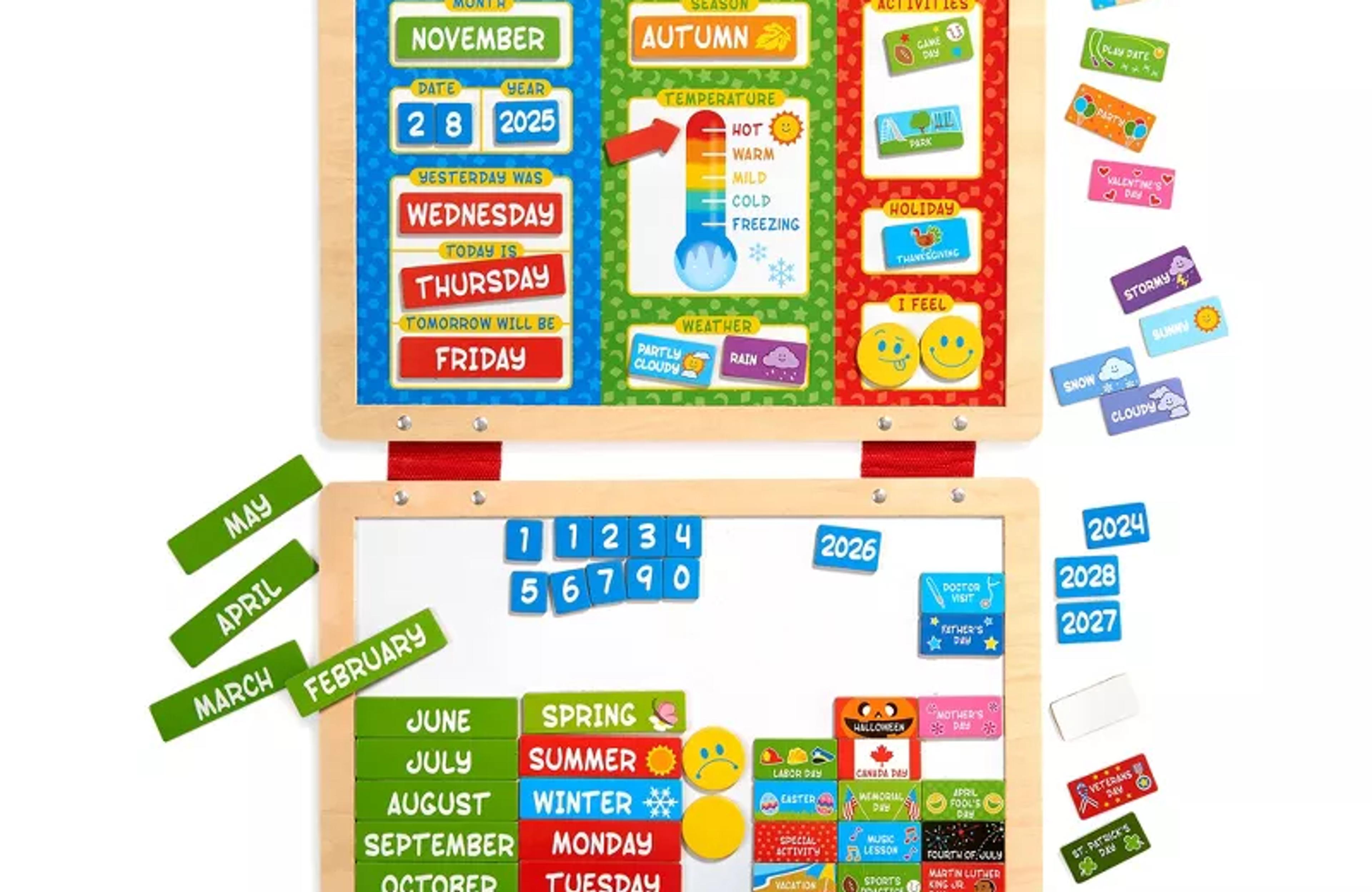 Melissa & Doug My First Daily Magnetic Calendar with wooden weather and date magnets