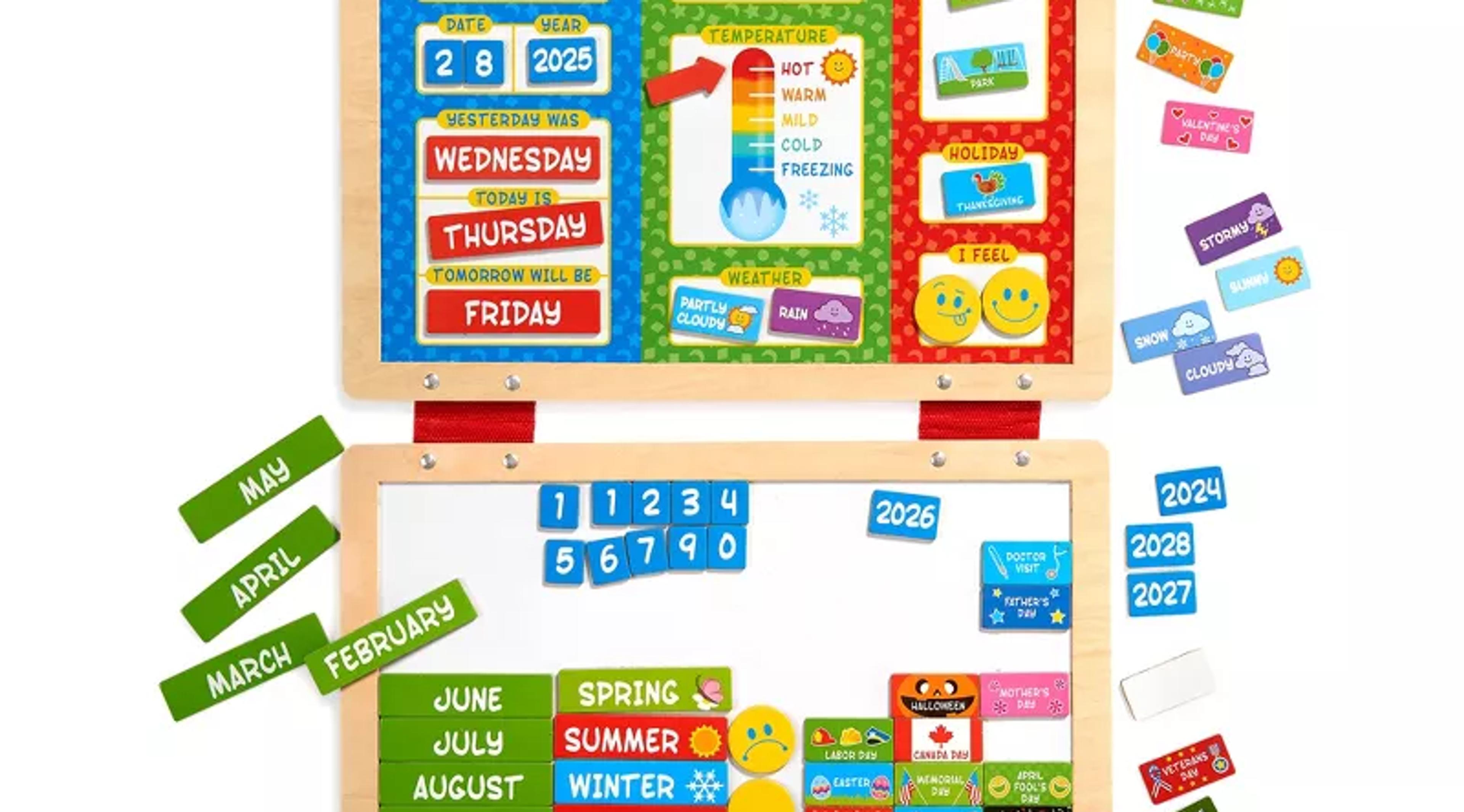 Melissa & Doug My First Daily Magnetic Calendar with wooden weather and date magnets