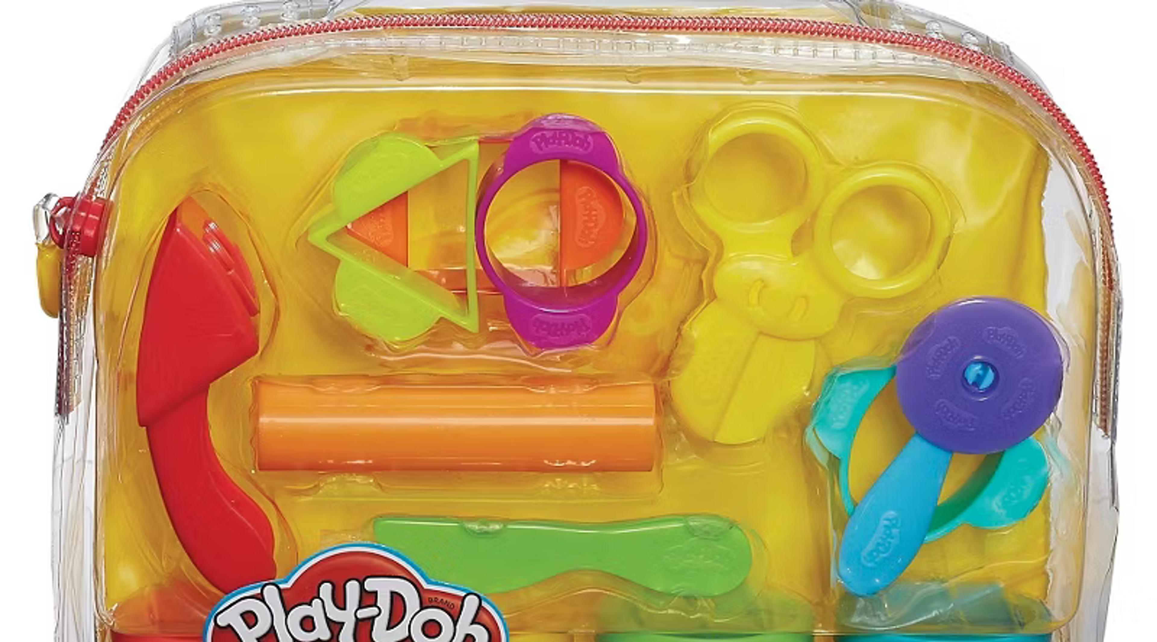 Play-Doh Starter Set with 4 cans of modeling compound, shape cutters, tools, and storage tote