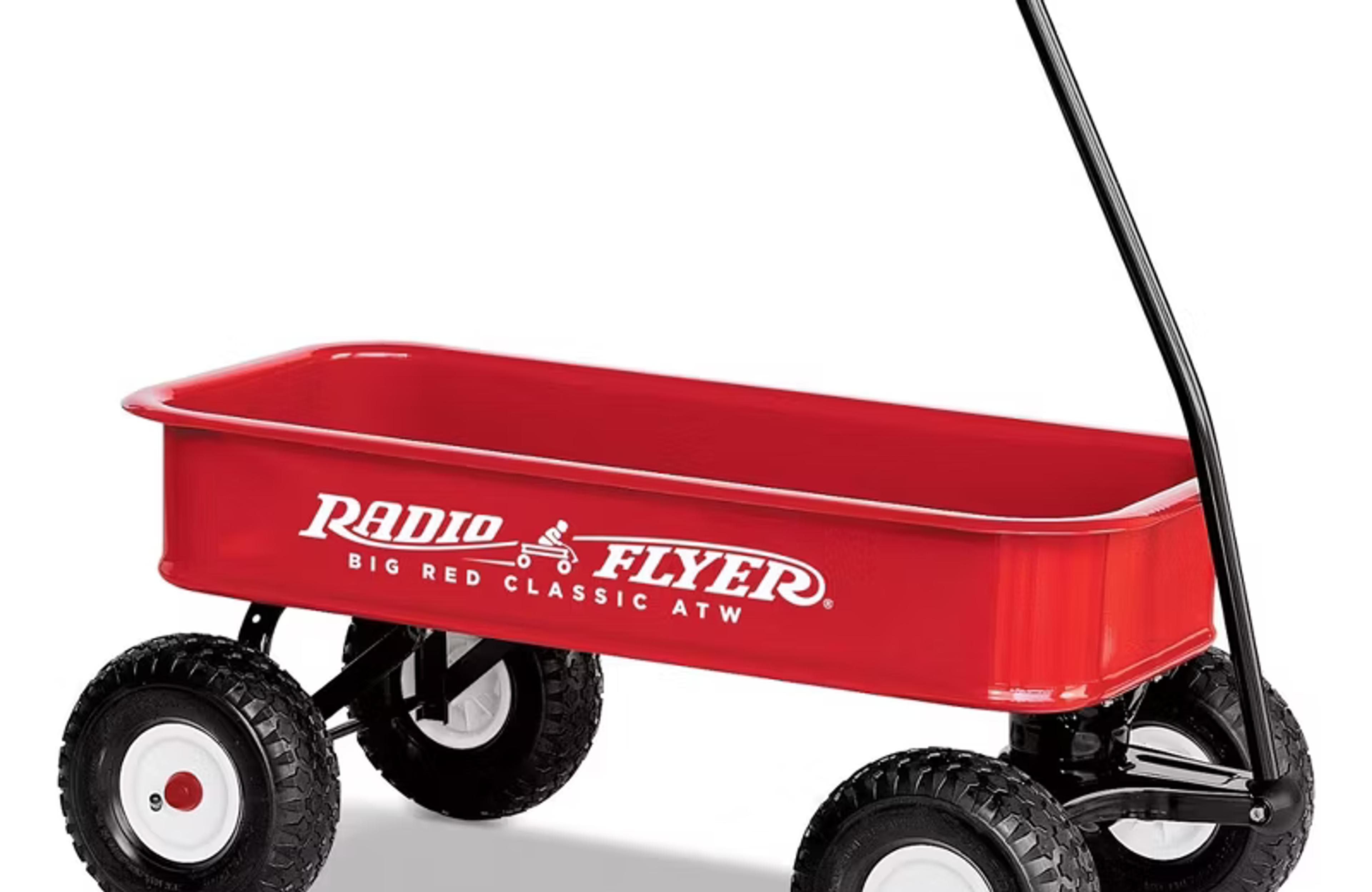 Radio Flyer Big Red Classic steel wagon with foldable handle for kids