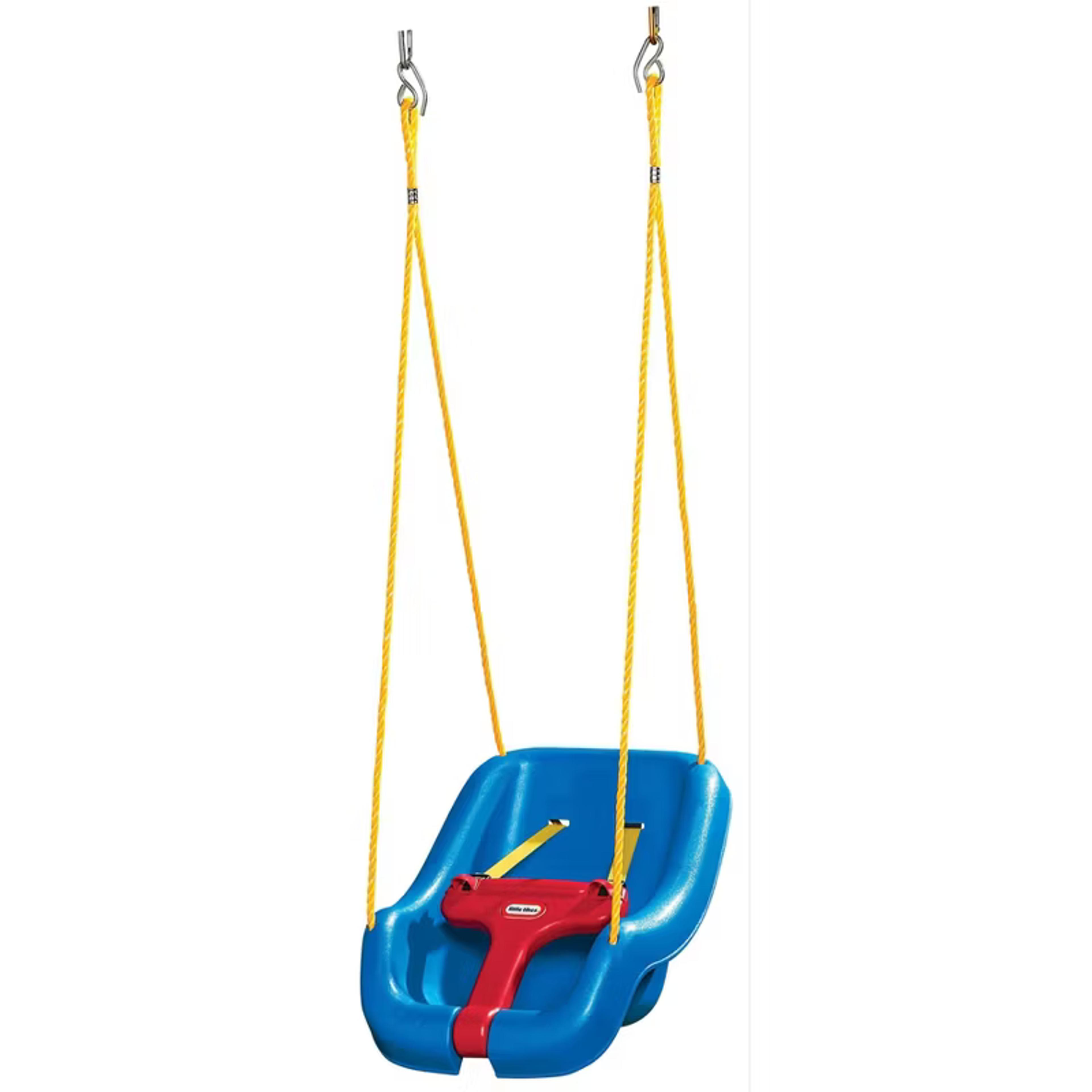 Little Tikes 2-in-1 Snug n Secure blue toddler swing with T-bar