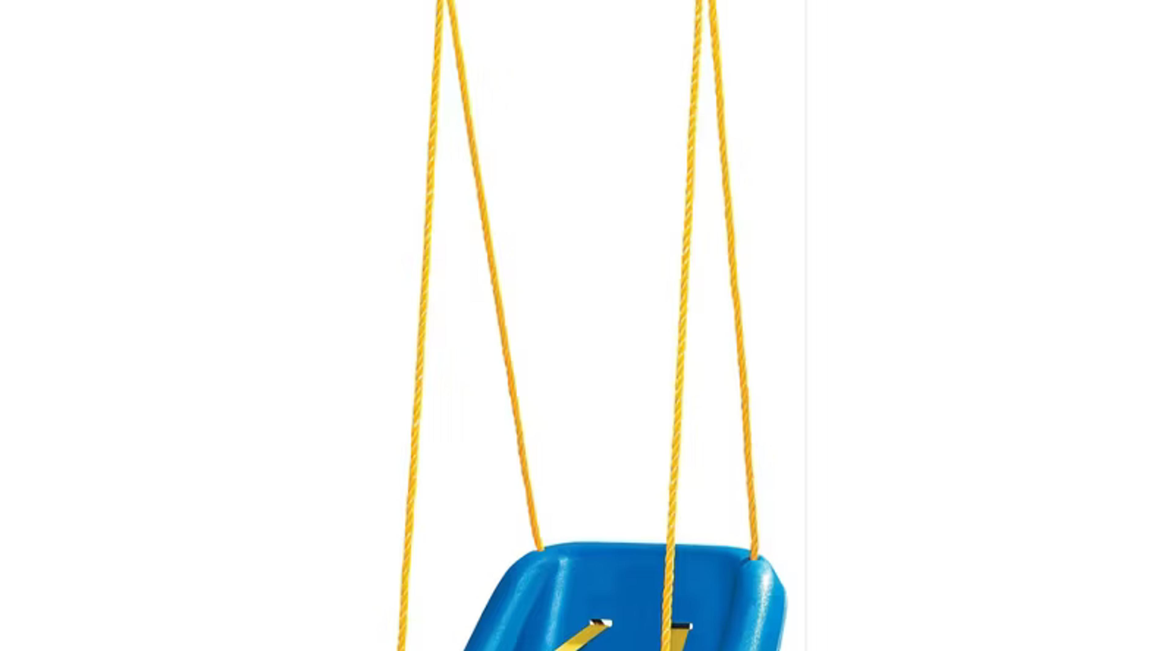 Little Tikes 2-in-1 Snug n Secure blue toddler swing with T-bar