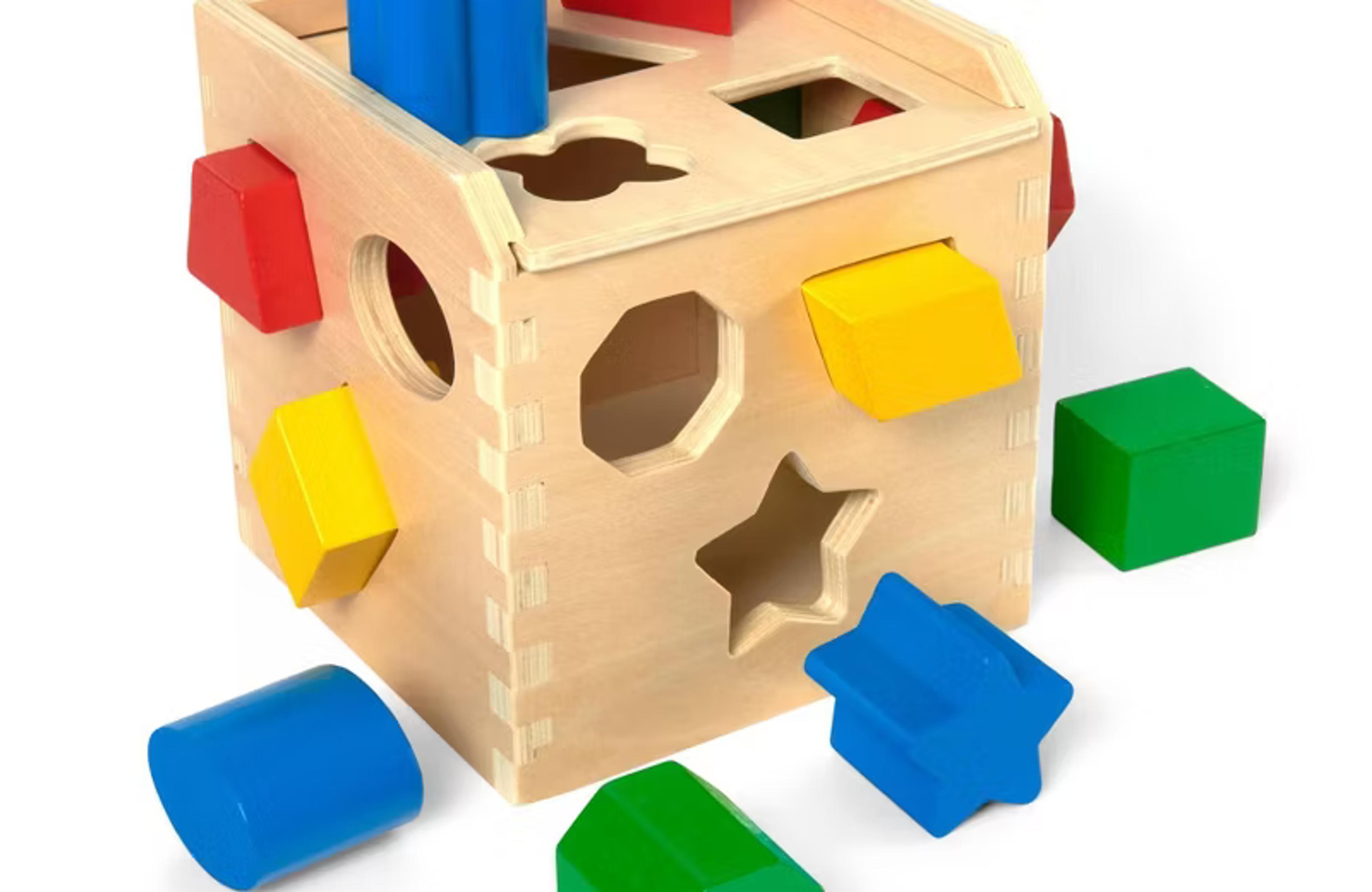 Melissa and Doug Shape Sorting Cube classic wooden toy with 12 shapes