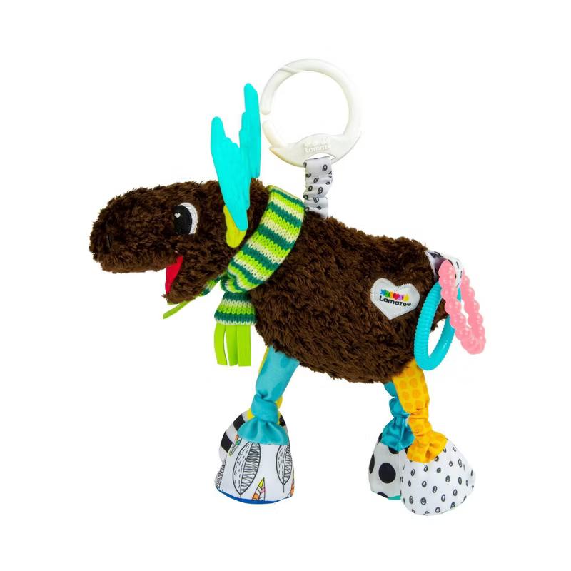 Lamaze Mortimer the Moose soft baby toy with ribbon legs and clip
