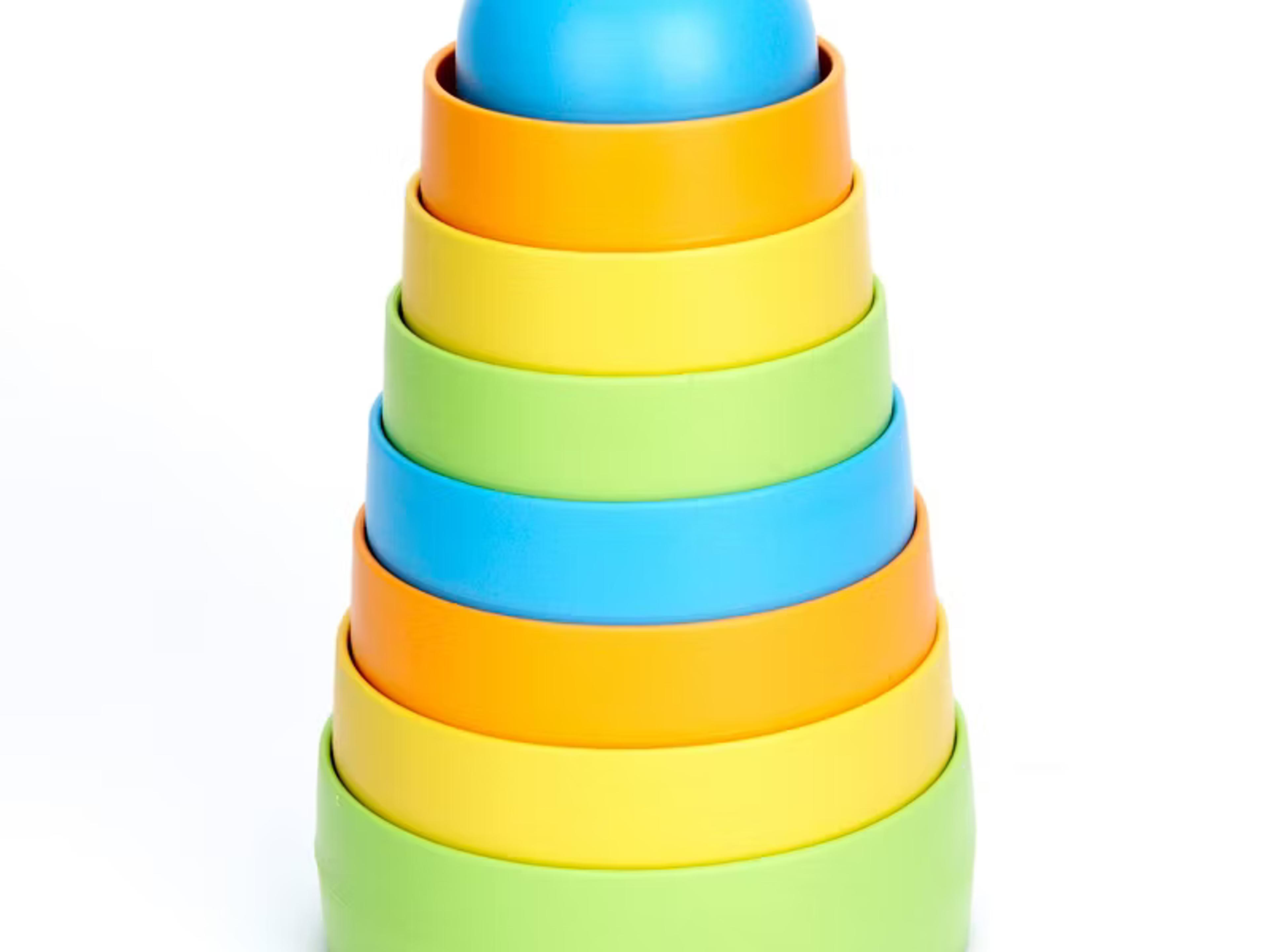 Green Toys My First Stacker nesting and stacking cups in whimsical colors