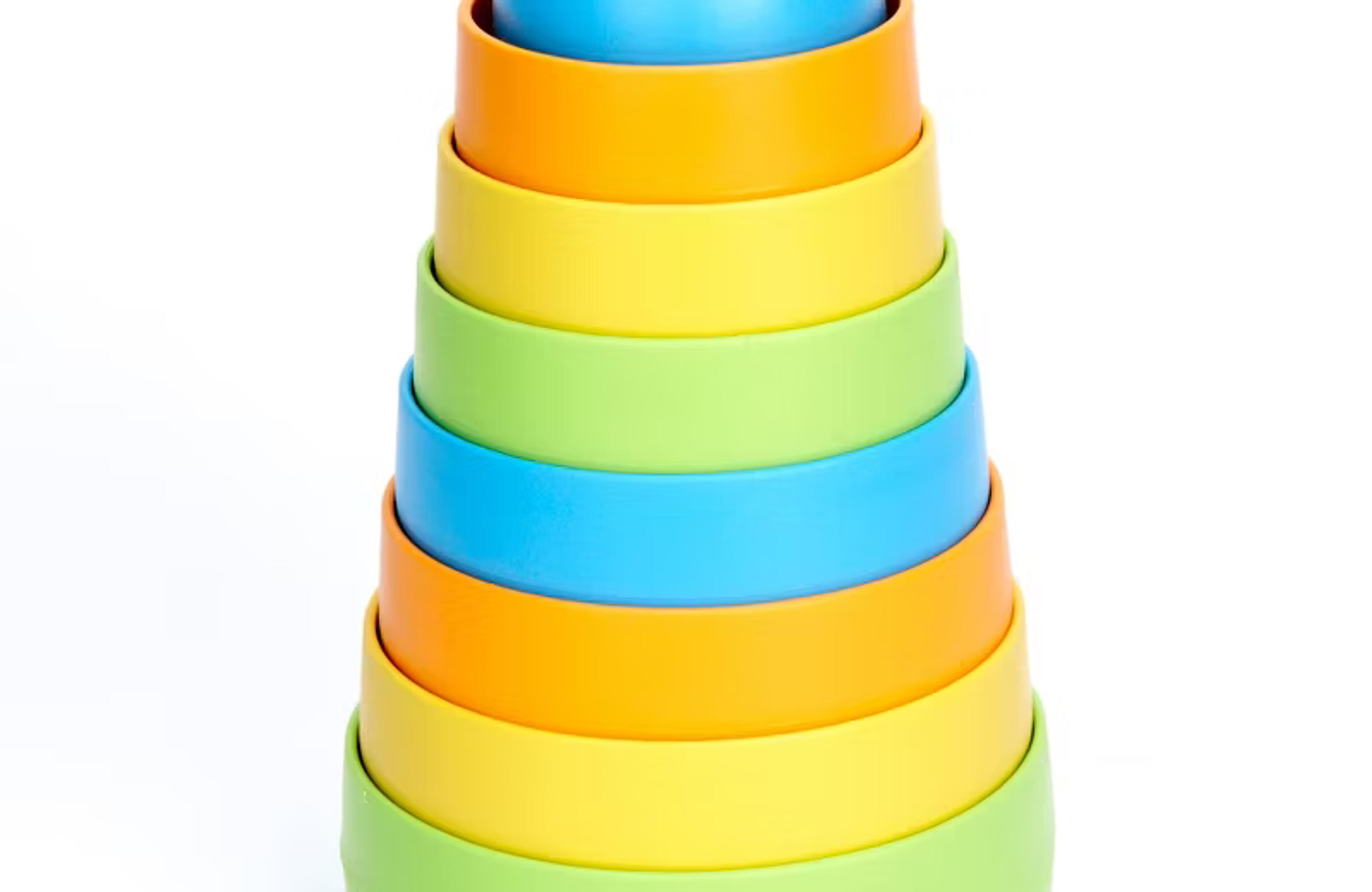 Green Toys My First Stacker nesting and stacking cups in whimsical colors