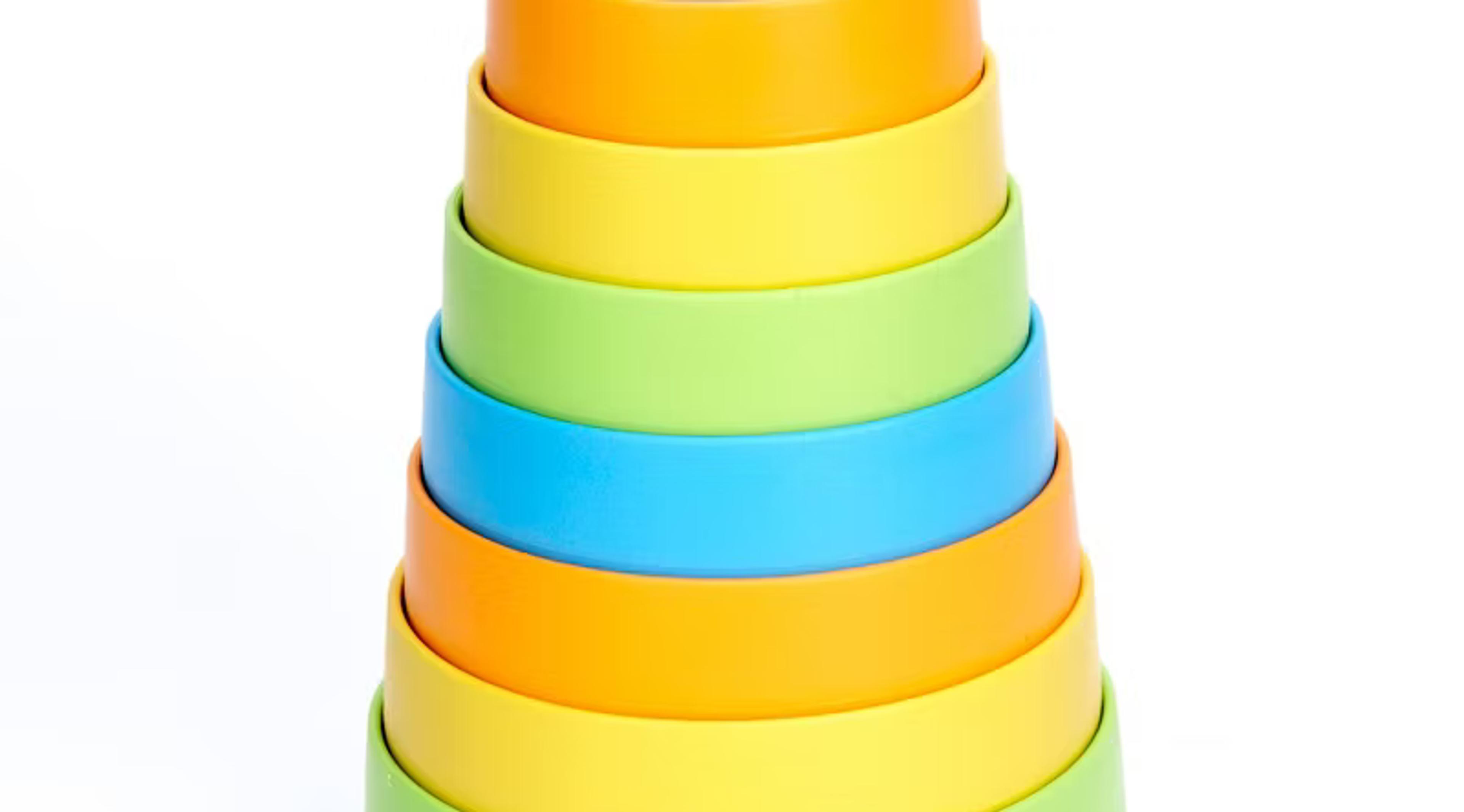 Green Toys My First Stacker nesting and stacking cups in whimsical colors