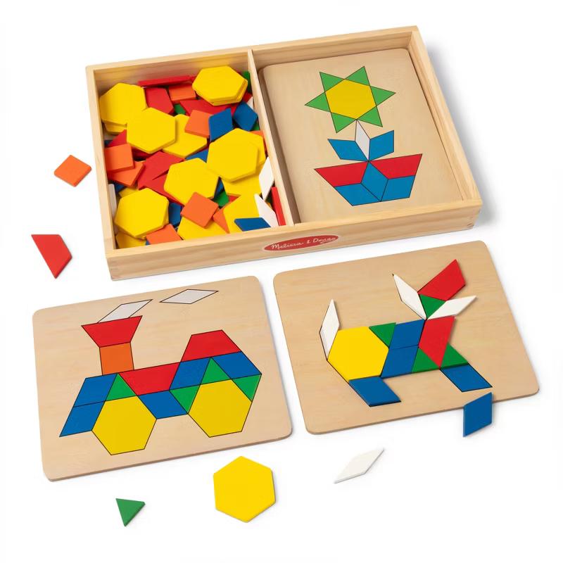 Melissa and Doug Pattern Blocks and Boards with 120 wooden shapes