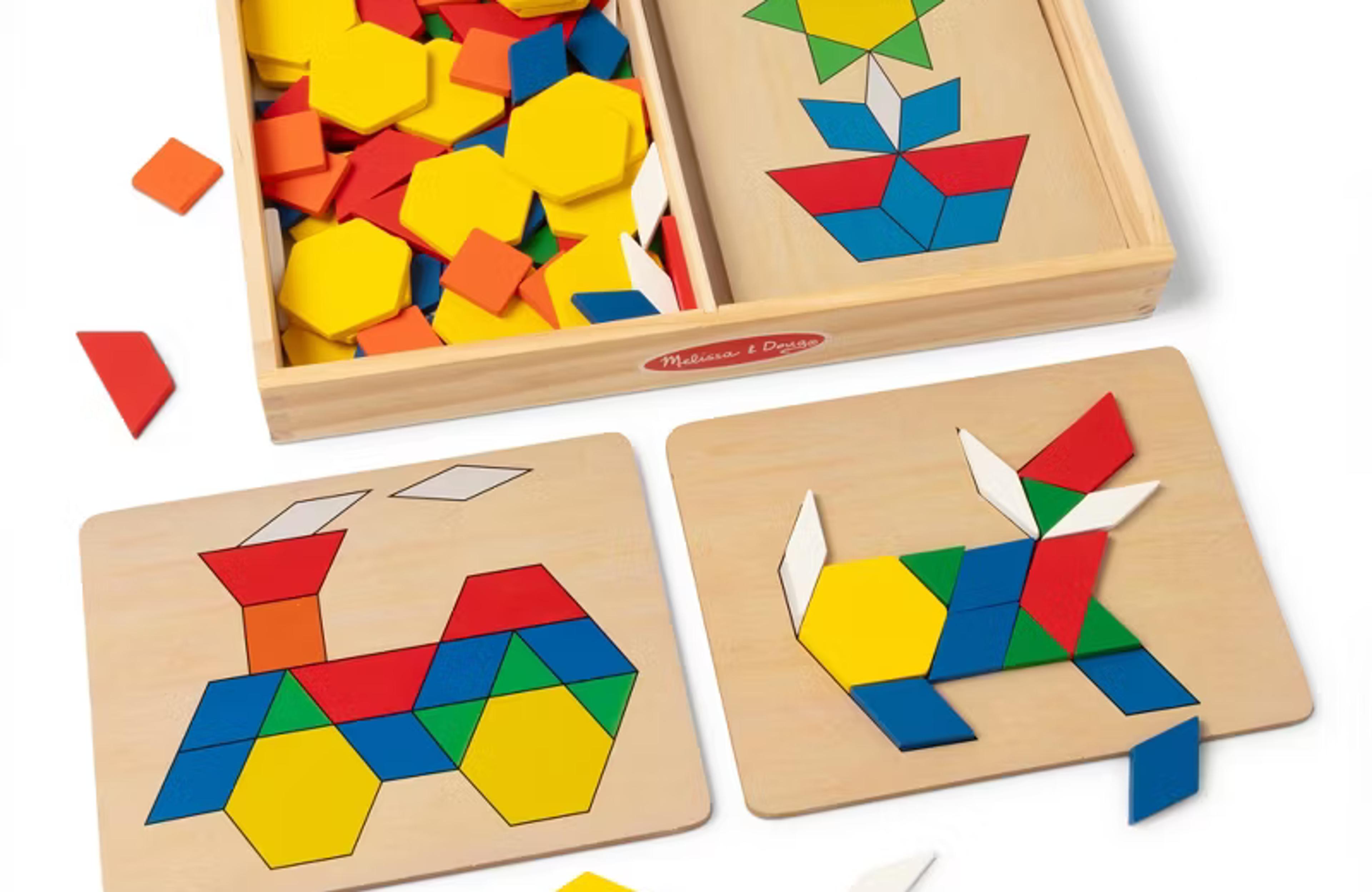 Melissa and Doug Pattern Blocks and Boards with 120 wooden shapes