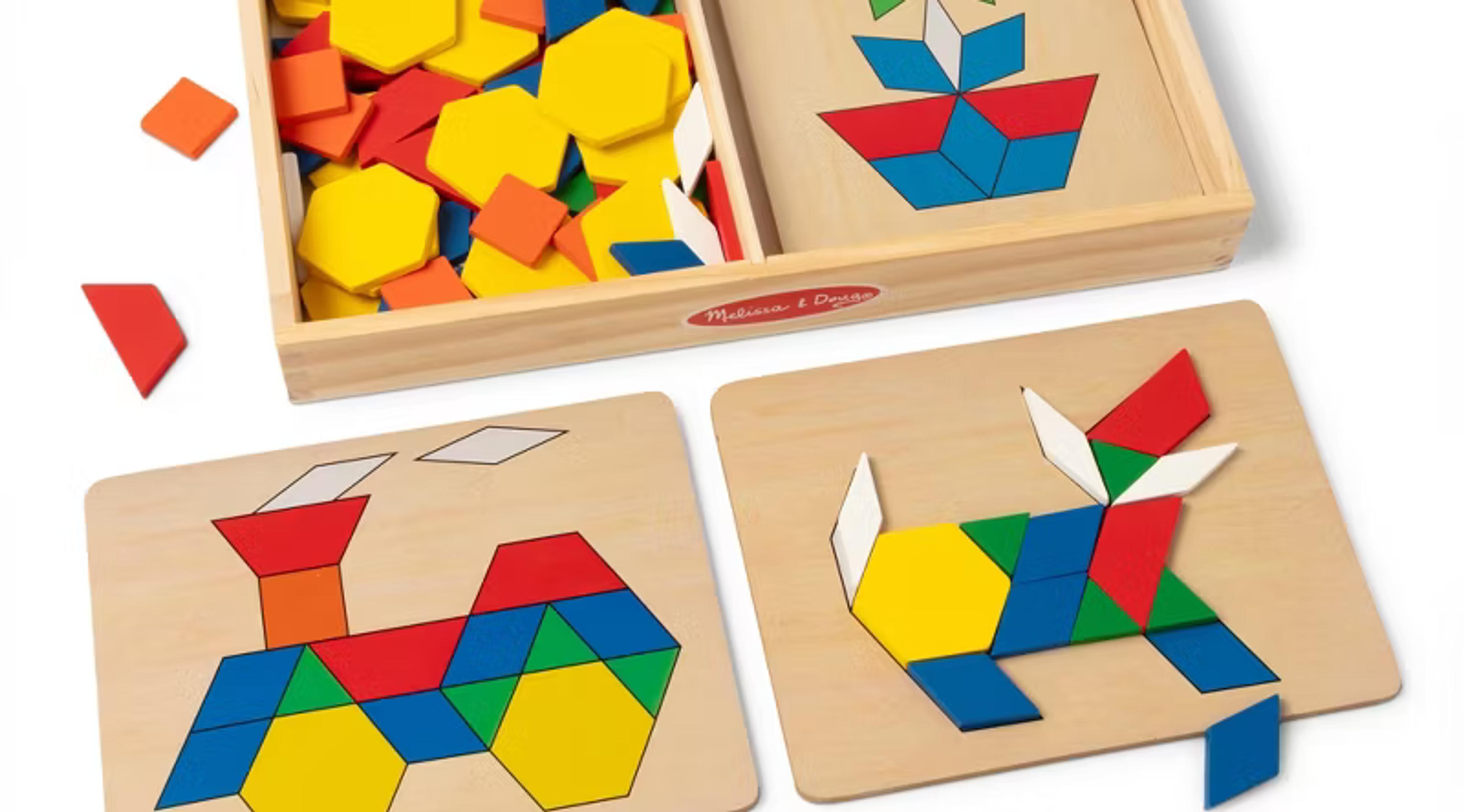 Melissa and Doug Pattern Blocks and Boards with 120 wooden shapes