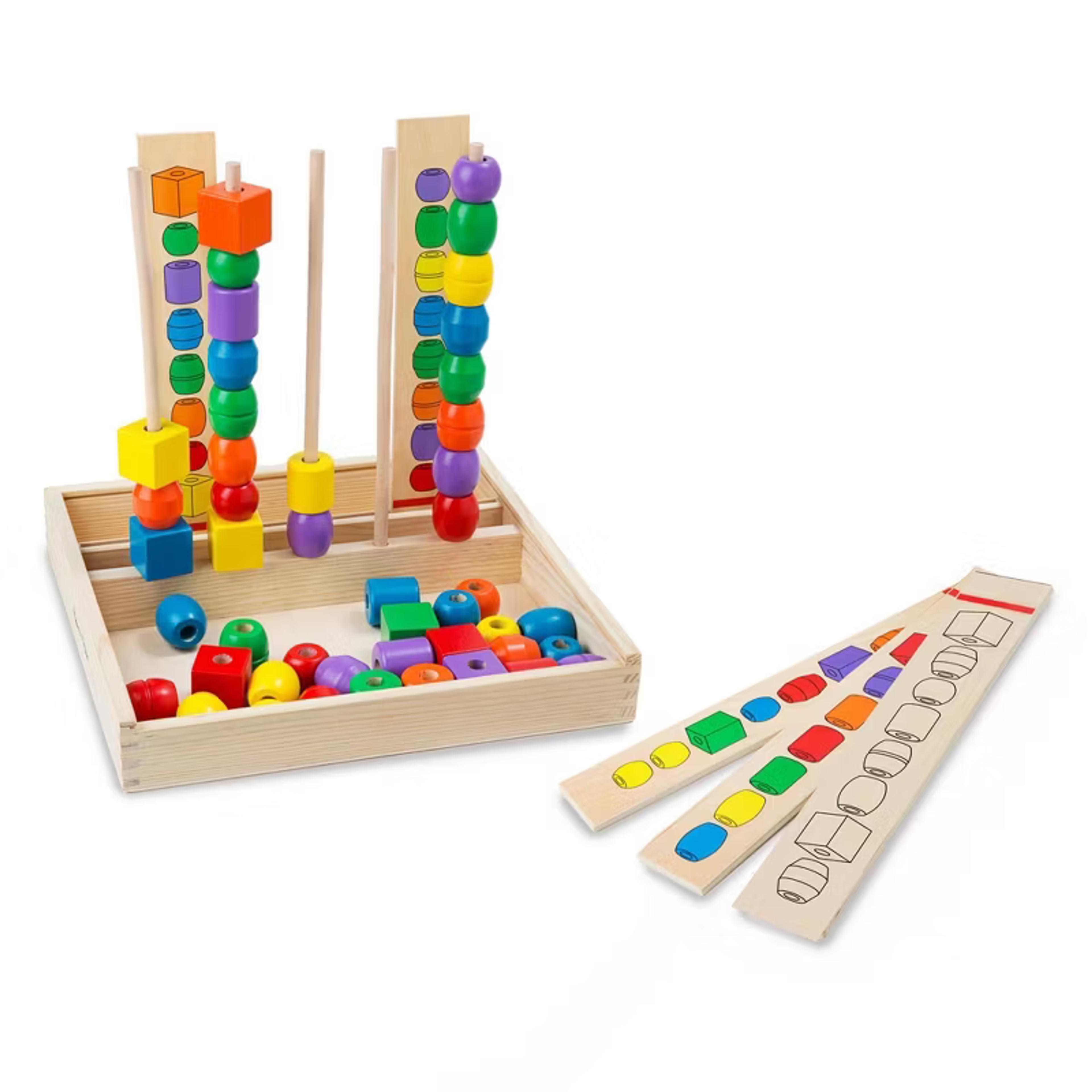Melissa and Doug Bead Sequencing Set with 46 wooden beads and pattern boards
