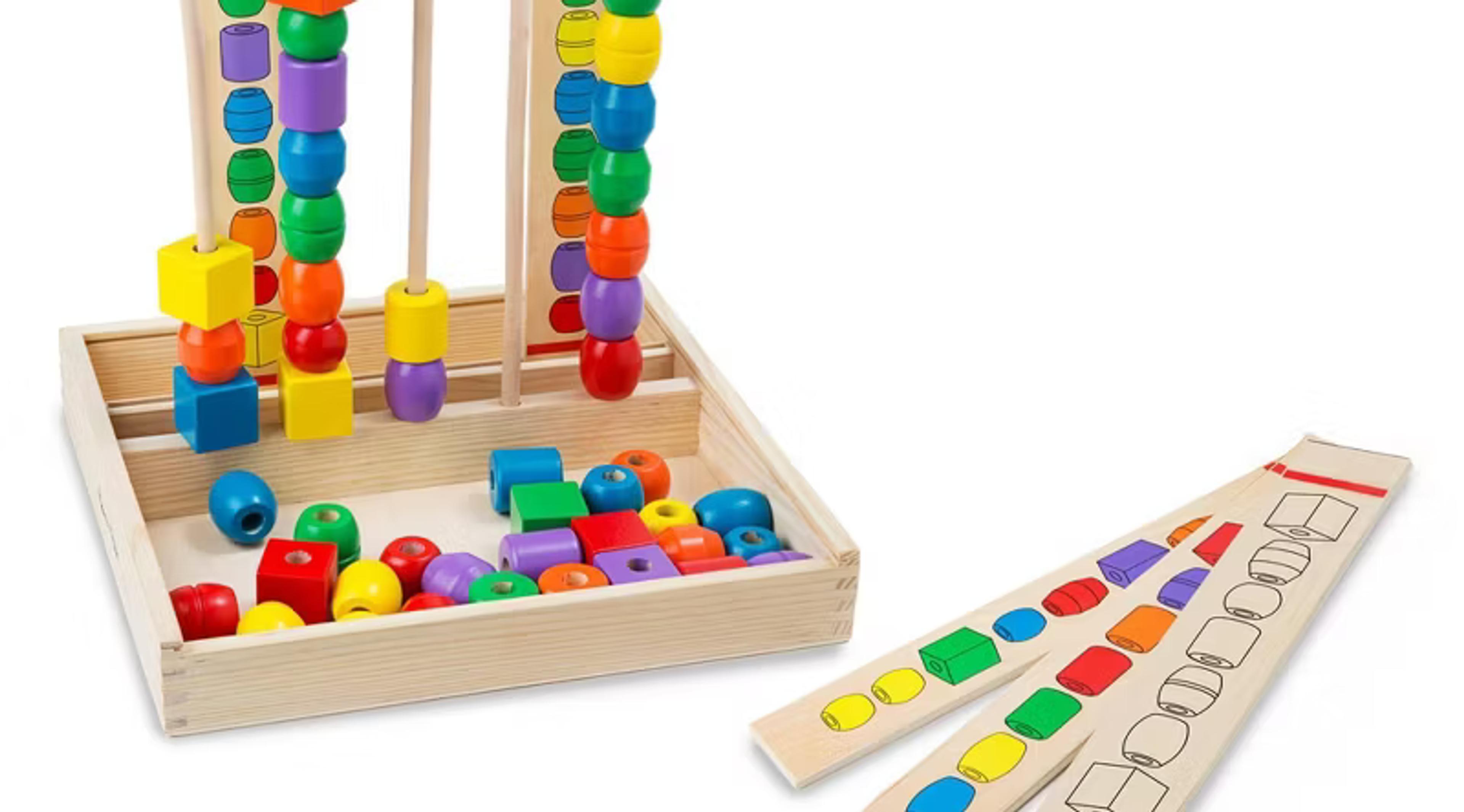 Melissa and Doug Bead Sequencing Set with 46 wooden beads and pattern boards