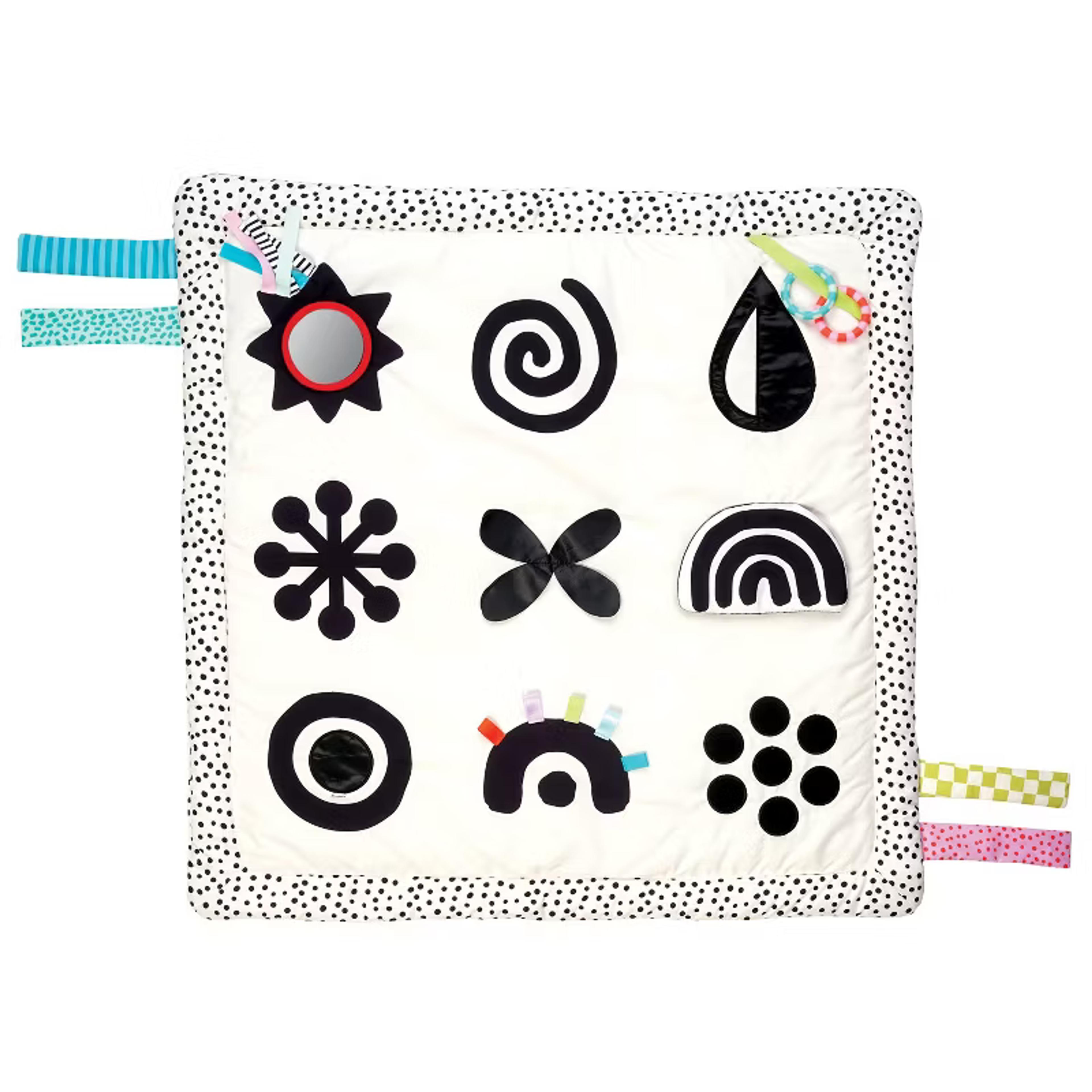 Manhattan Toy Wimmer Seek & Explore double-sided tummy time mat with black-and-white patterns