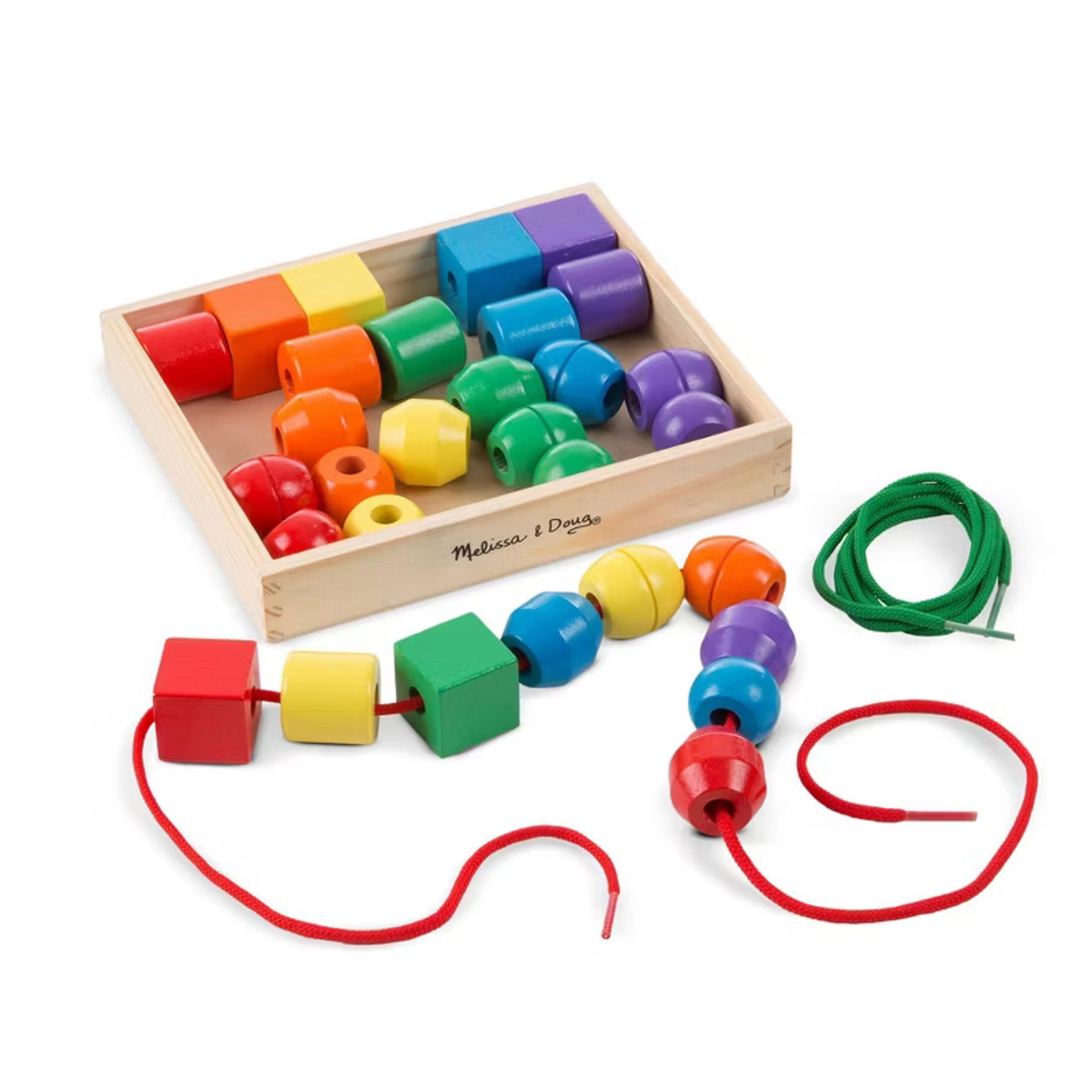 Melissa and Doug Primary Lacing Beads with 30 wooden beads and laces