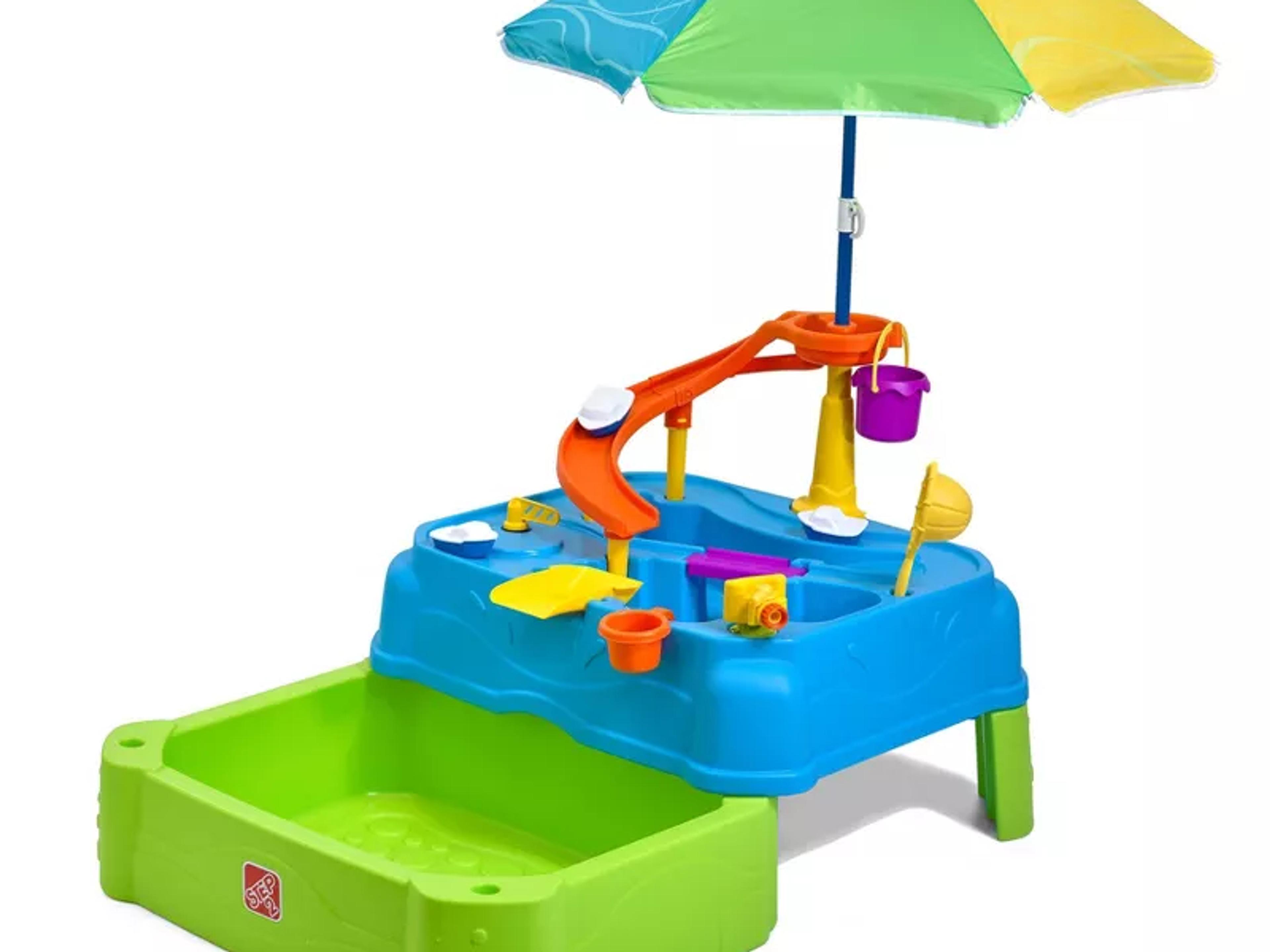 Step2 Waterpark Wonders two-tier water table with umbrella