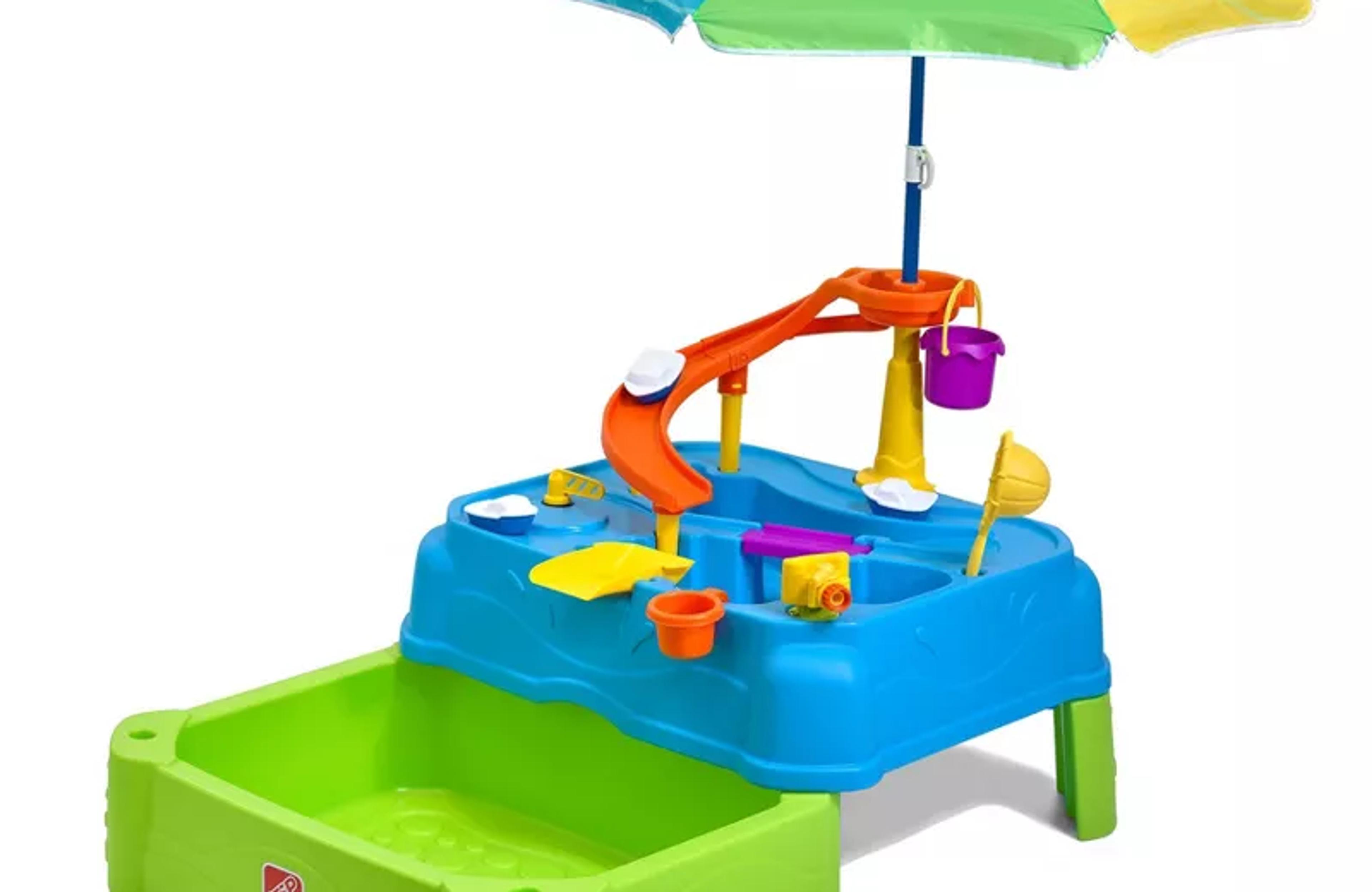 Step2 Waterpark Wonders two-tier water table with umbrella