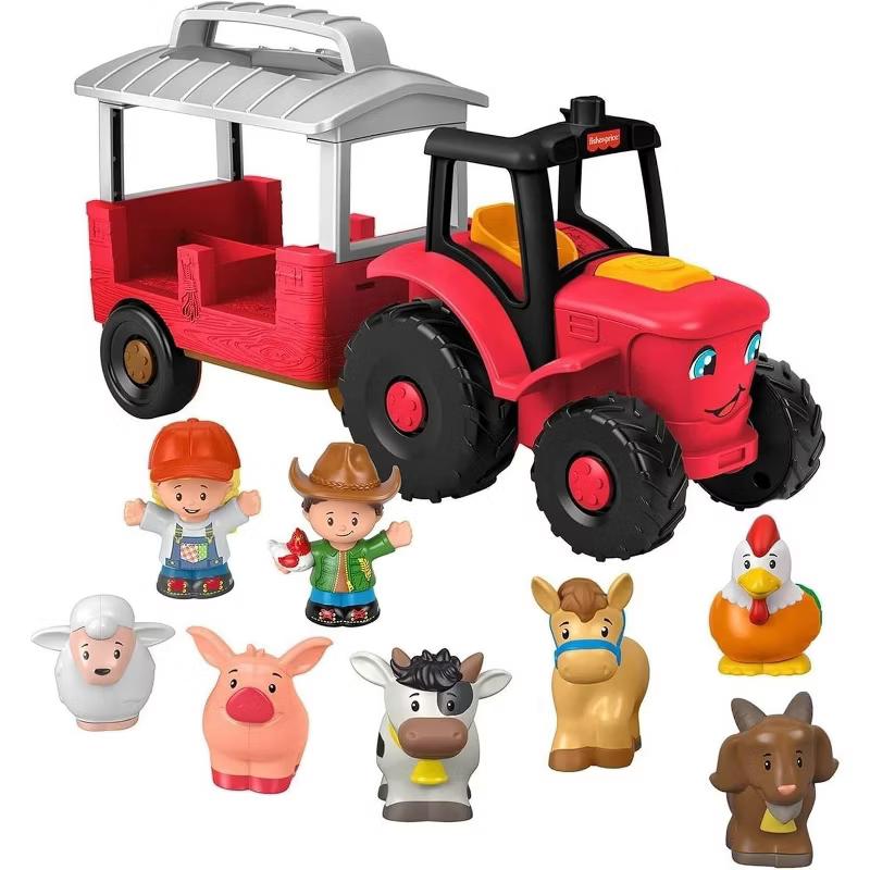 Fisher-Price Little People Caring for Animals tractor with trailer, farmer figures and farm animals