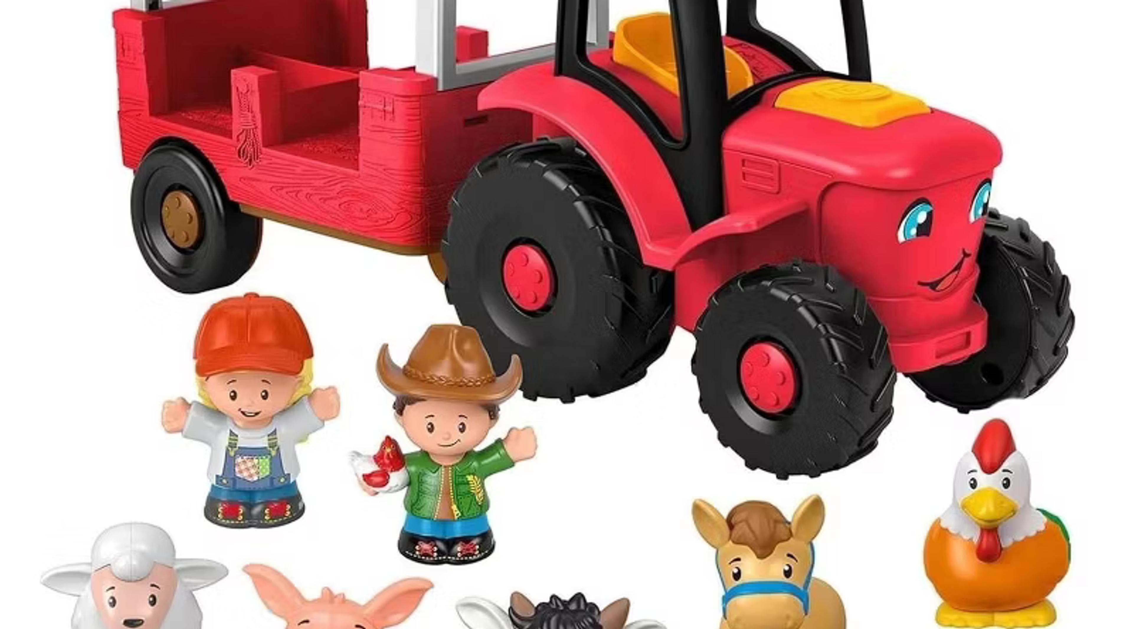 Fisher-Price Little People Caring for Animals tractor with trailer, farmer figures and farm animals