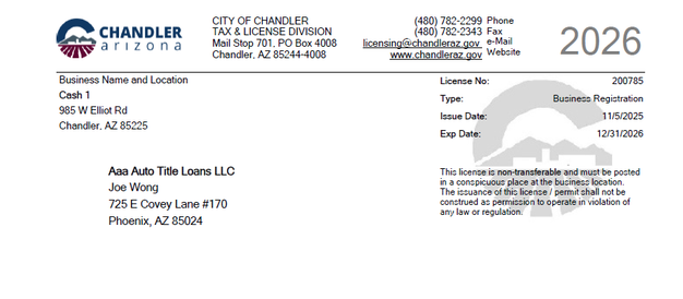 City of Chandler Business License