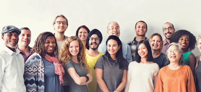 Group of diverse smiling employees