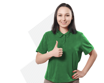 Happy woman in yellow shirt
