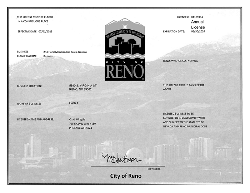 City of Reno Business License