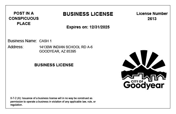 City of Goodyear Business License