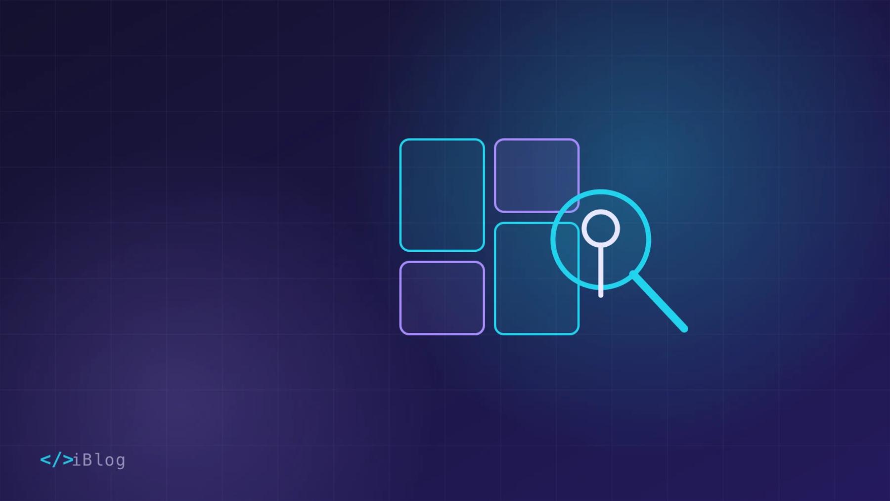 Pinterest smeigtukas virš vaizdų tinklelio su paieškos lupa – iliustracija