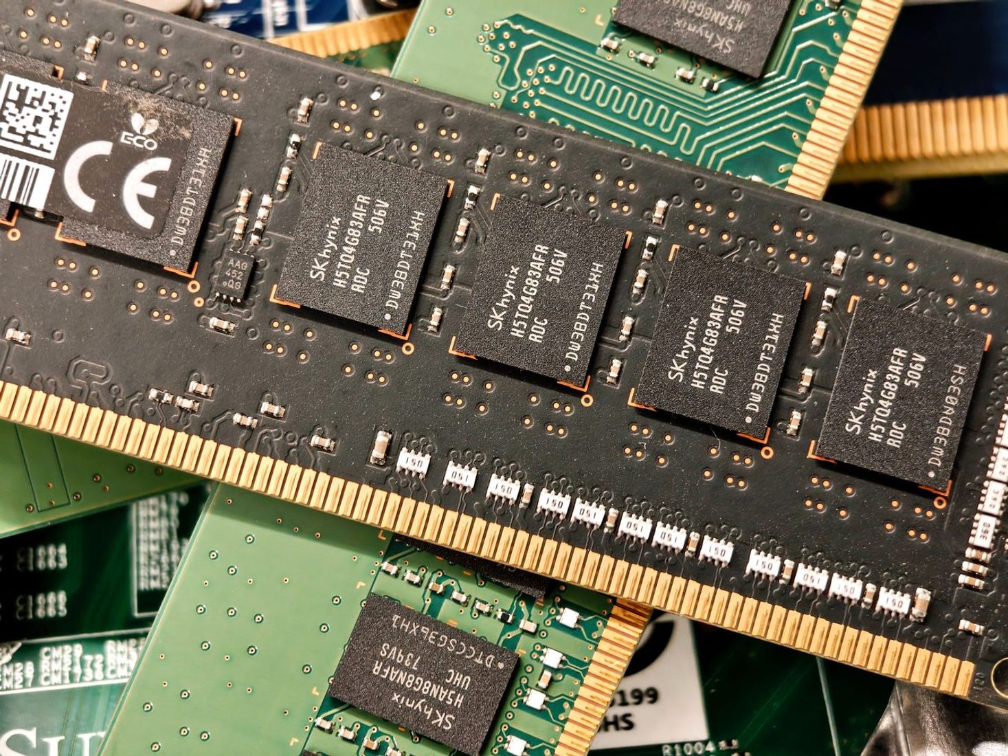Operatyviosios atminties moduliai su „SK hynix“ lustais, asociatyvi nuotrauka.