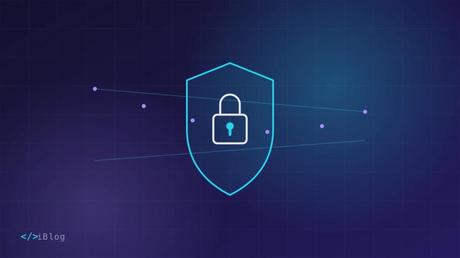 Saugumo skydas su spyna ir užšifruoto tinklo mazgais – VPN iliustracija