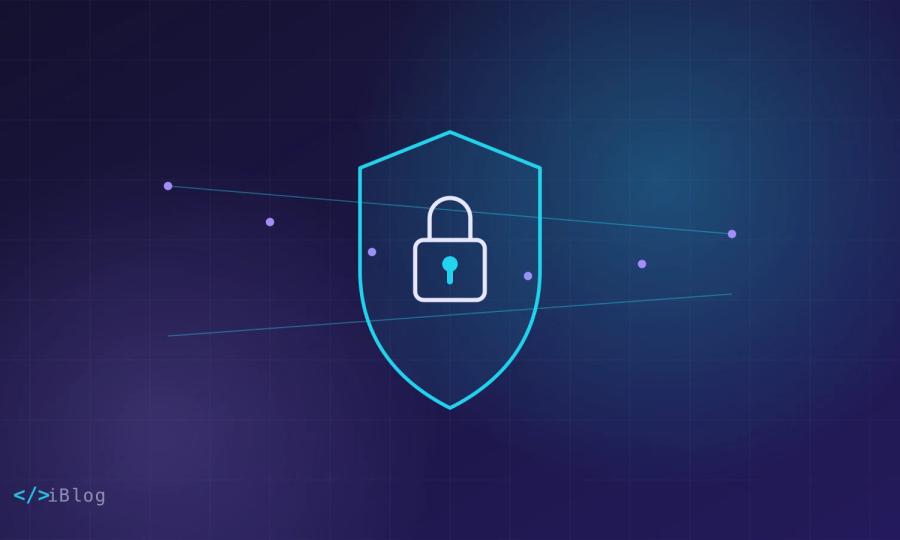 Saugumo skydas su spyna ir užšifruoto tinklo mazgais – VPN iliustracija