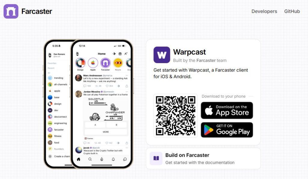 Farcaster app page screenshot