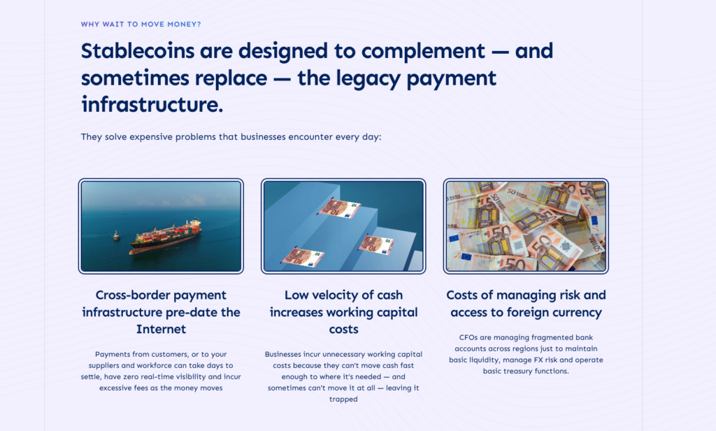 Quantoz website: why stablecoins