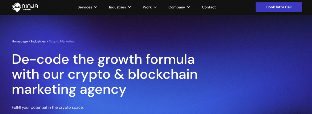 Ninjapromo crypto agency screenshot
