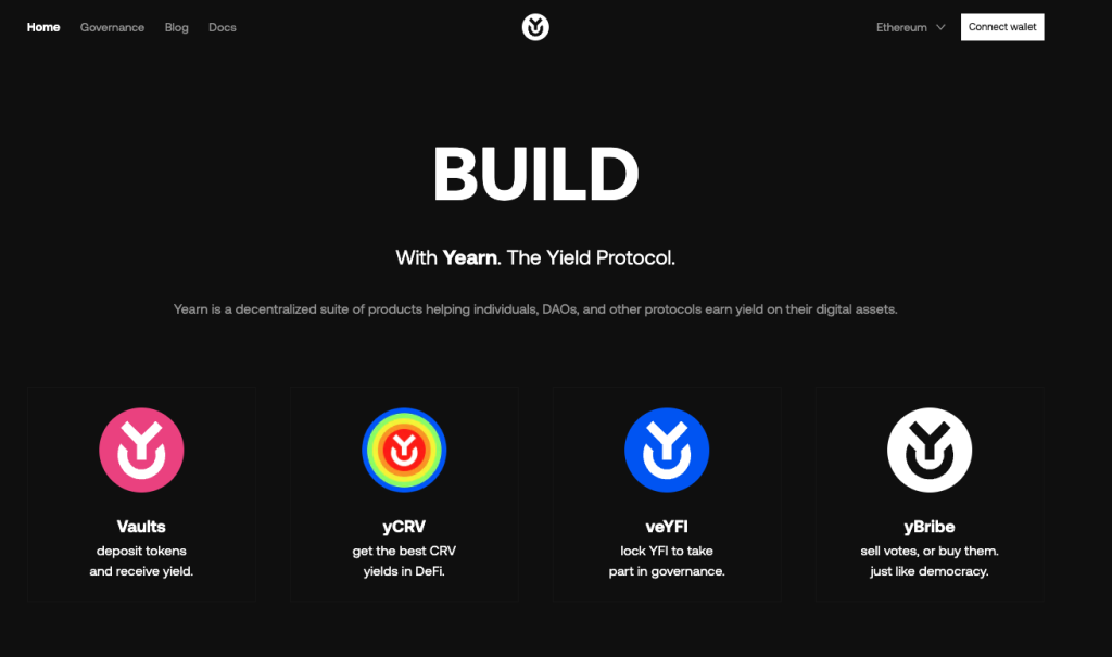Yearn finance screenshot