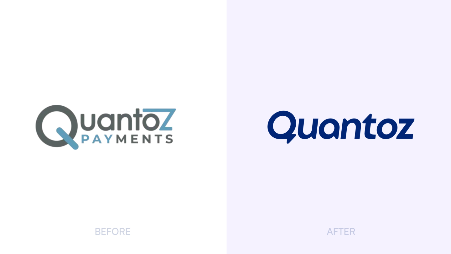Quantoz logo before and after the rebrand