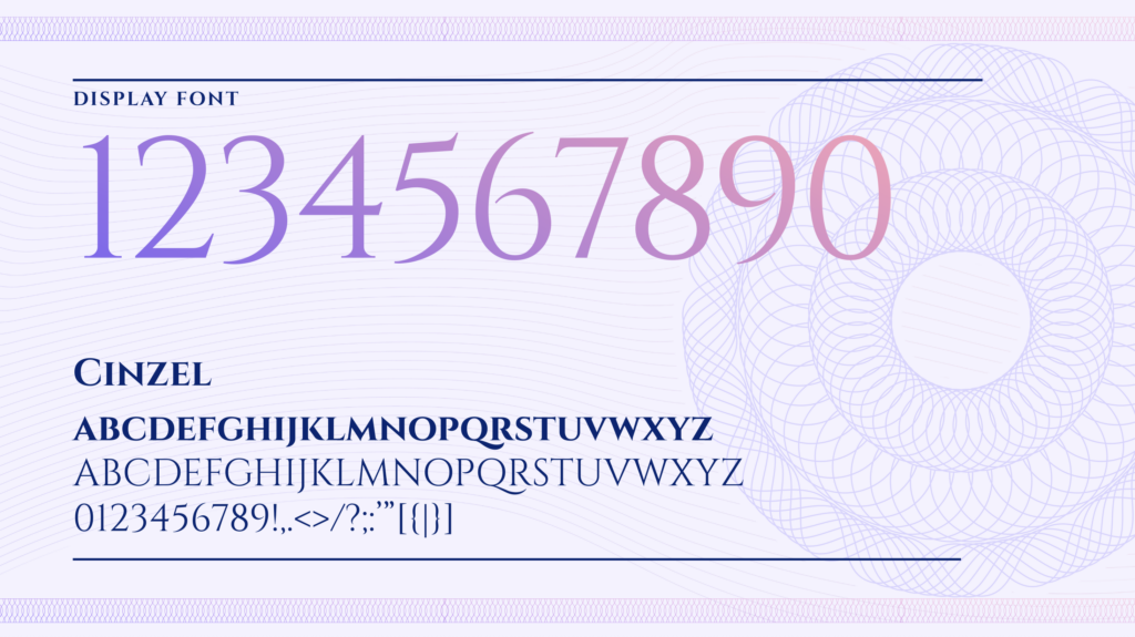 Cinzel numeral typeface specimen