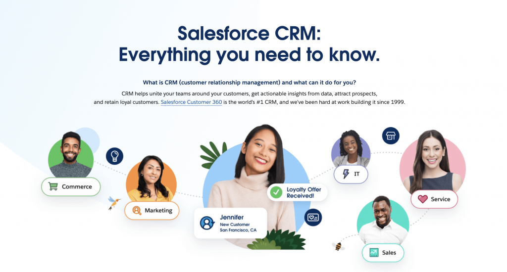 Screenshot of Salesfrom CRM landing page
