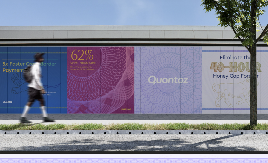 Quantoz street posters on a city wall