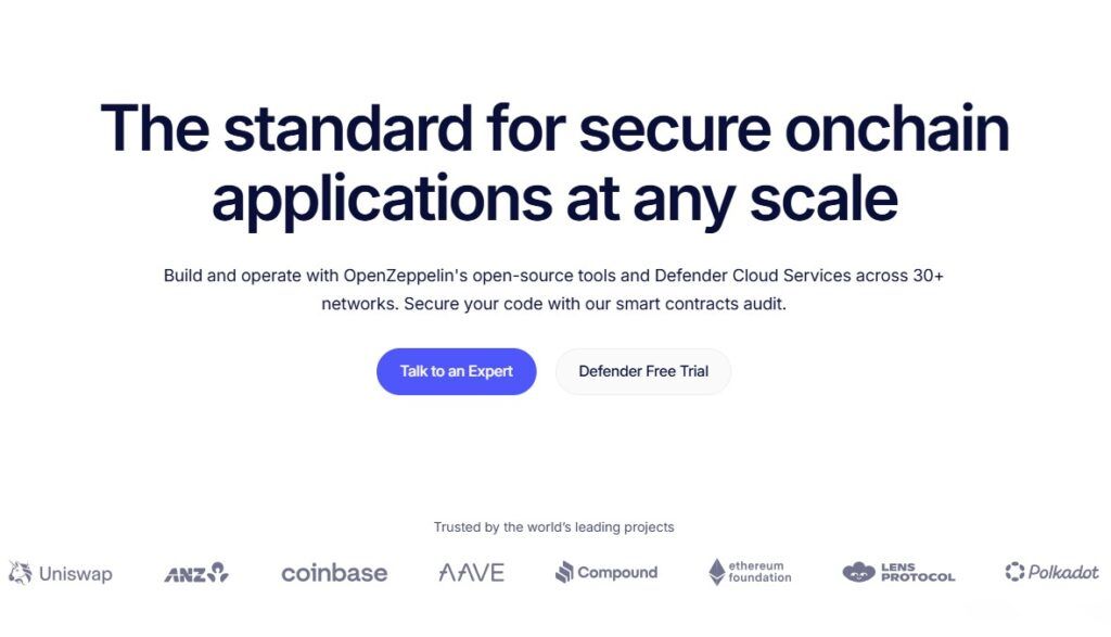 OpneZeppelin smart contract development company website screenshot