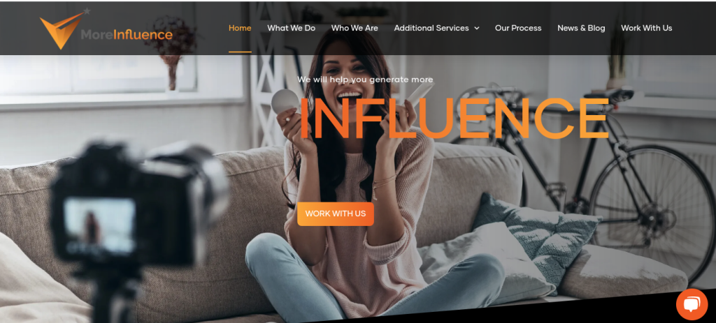 <oreInfluence influencer marketing agency website screenshot