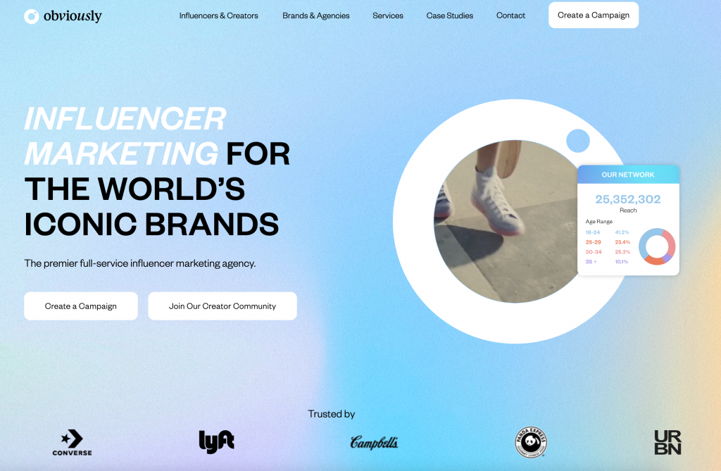 Screenshot of Obviously Agency