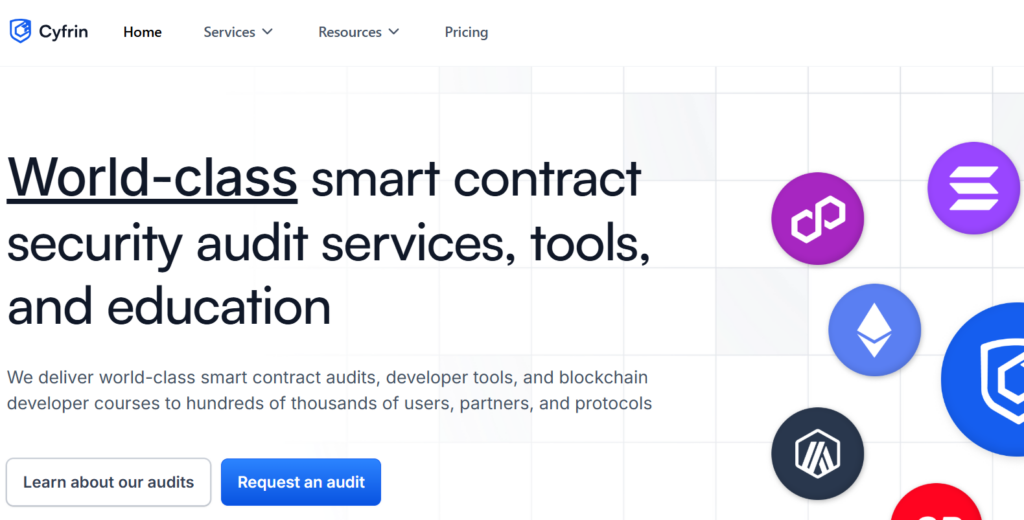 Cyfrin crypto audit company website screenshot