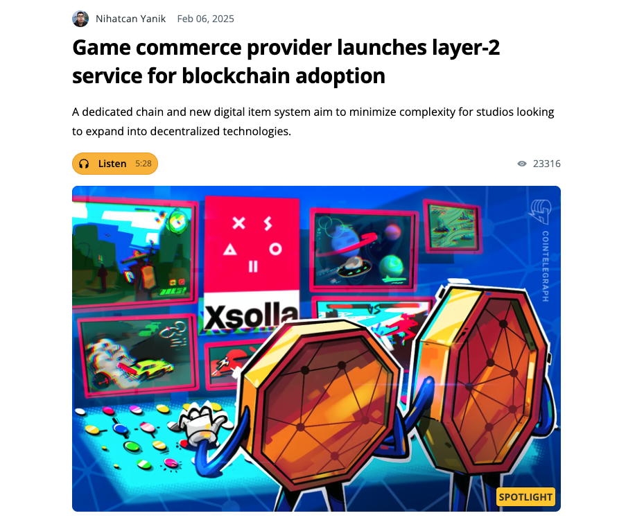 Xsolla cointelegraph image